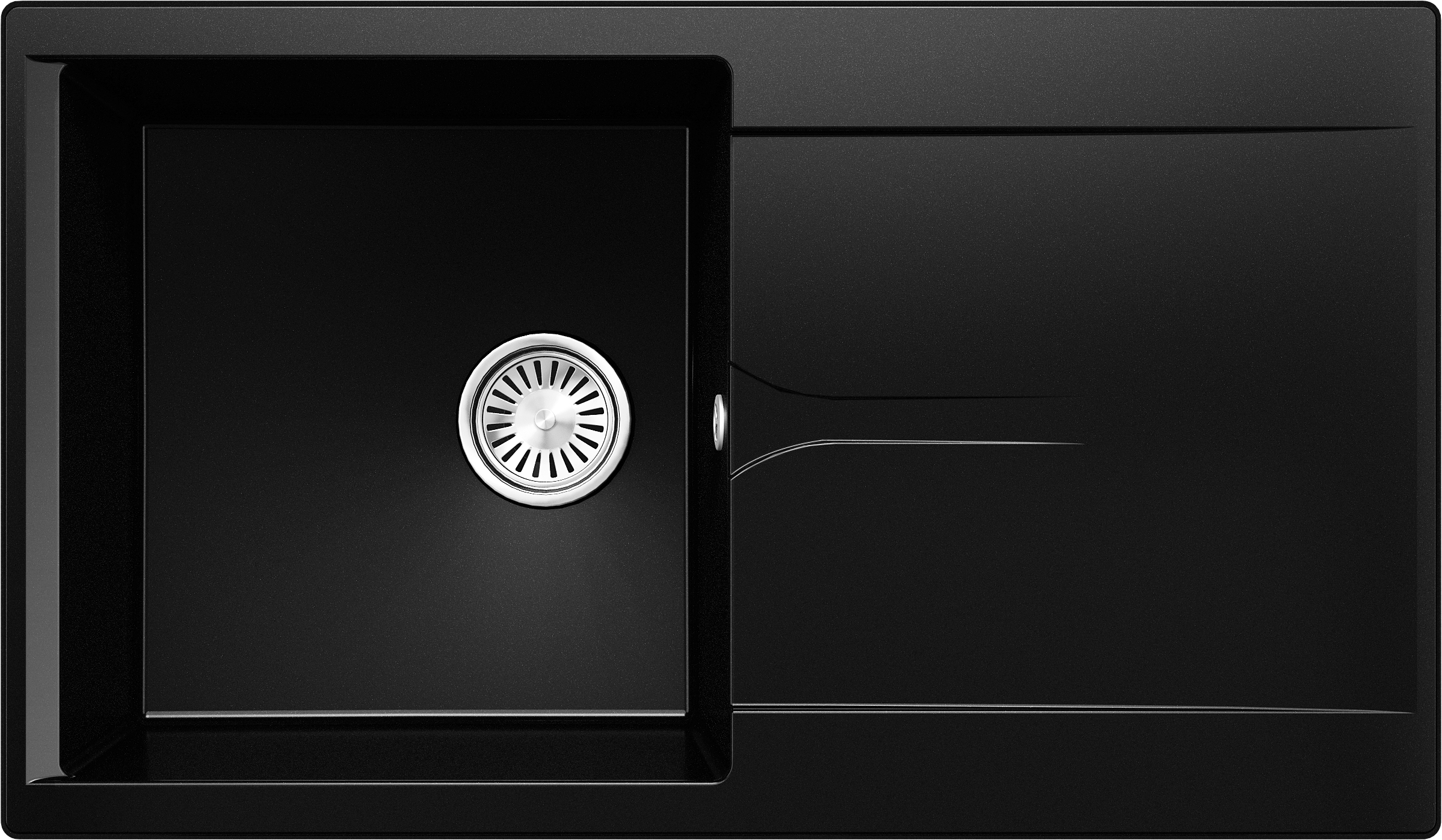 Изображение товара Мойка для кухни врезная Polygran Gals-860 50x86 см черная с крылом