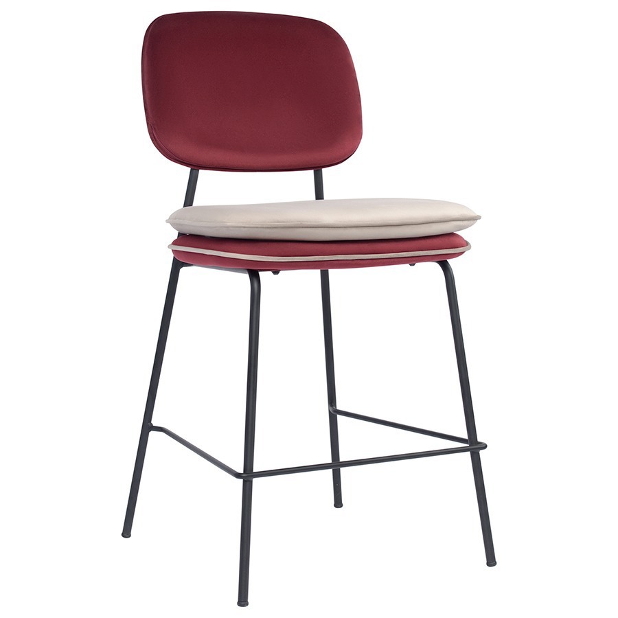 Изображение товара Полубарный стул Bergenson bjorn Pea бордовый/бежевый 48.7x96x52.1 см кирпичный стиль