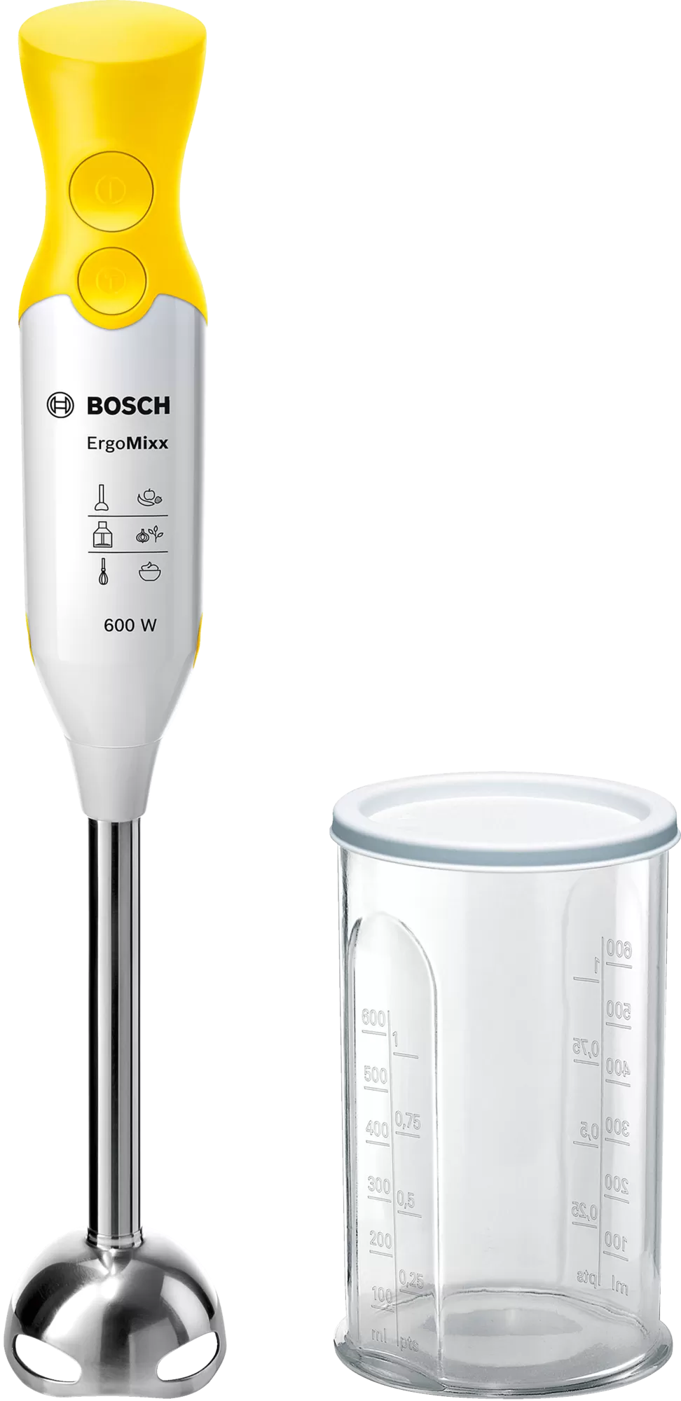 Изображение товара Погружной блендер BOSCH MSM66110Y 2 скорости белый желтый компактный