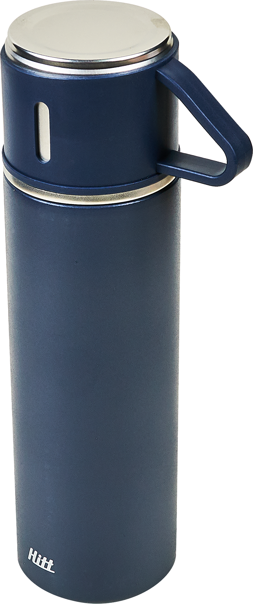 Изображение товара Термос 500 мл с кнопкой-клапаном и 2 чашками синего цвета