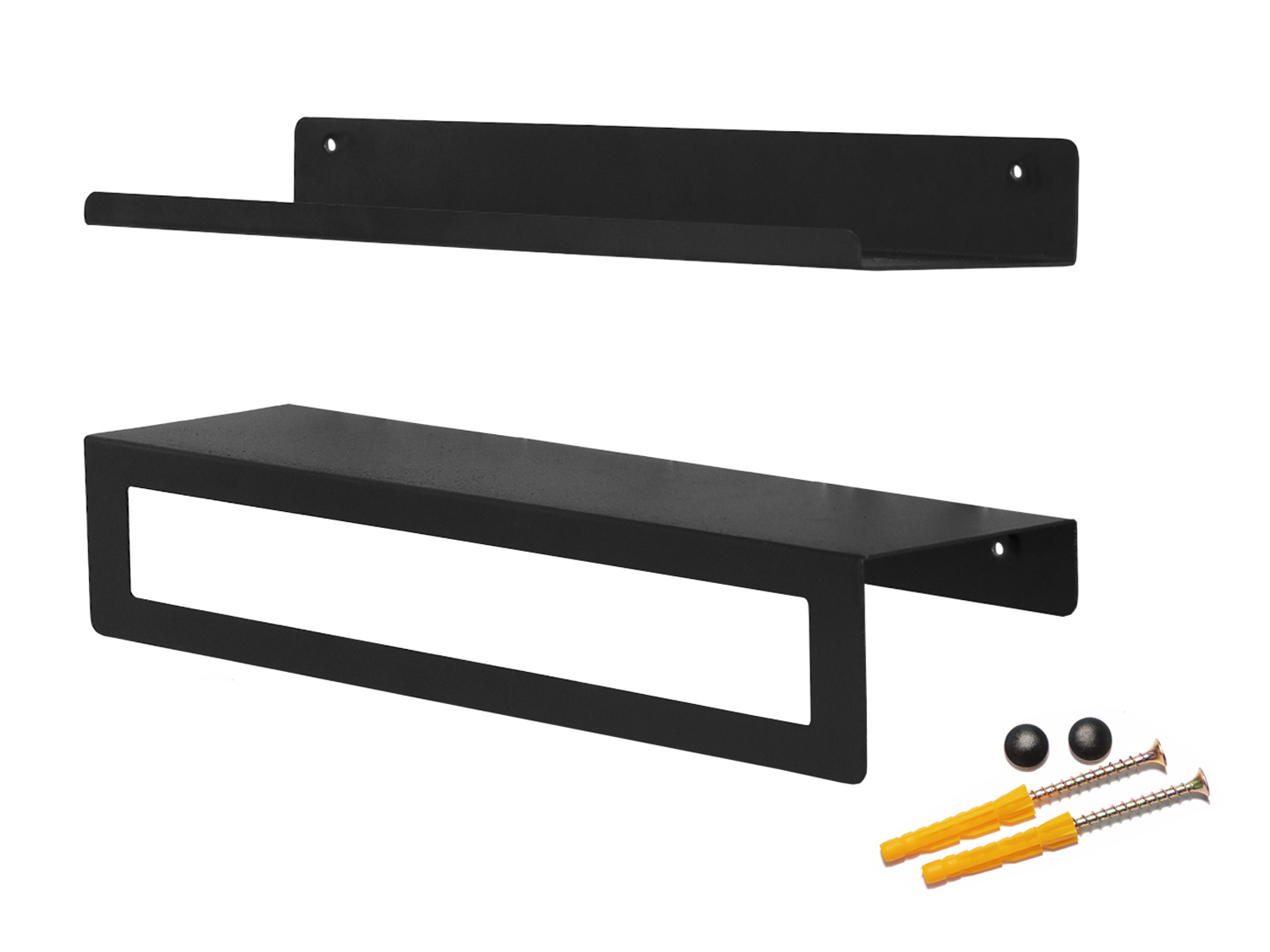 Изображение товара Набор полок настенных 2 шт Manzzaro 50x9 см сталь цвет черный муар