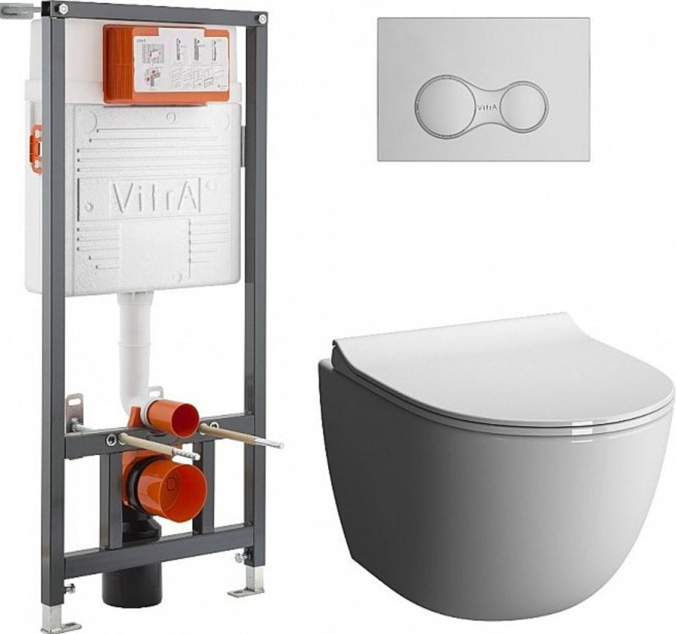 Изображение товара Комплект инсталляции и унитаз Vitra Sento серия белый 23-00000113