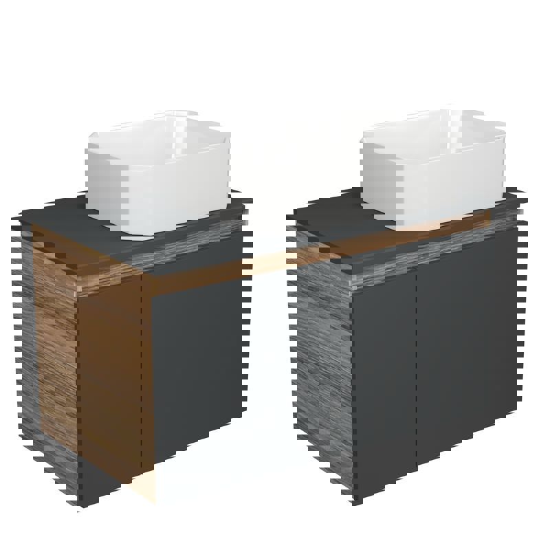 Изображение товара Тумба под раковину Bauedge Blackwood BD2718 80см подвесная с раковиной из санфаянса