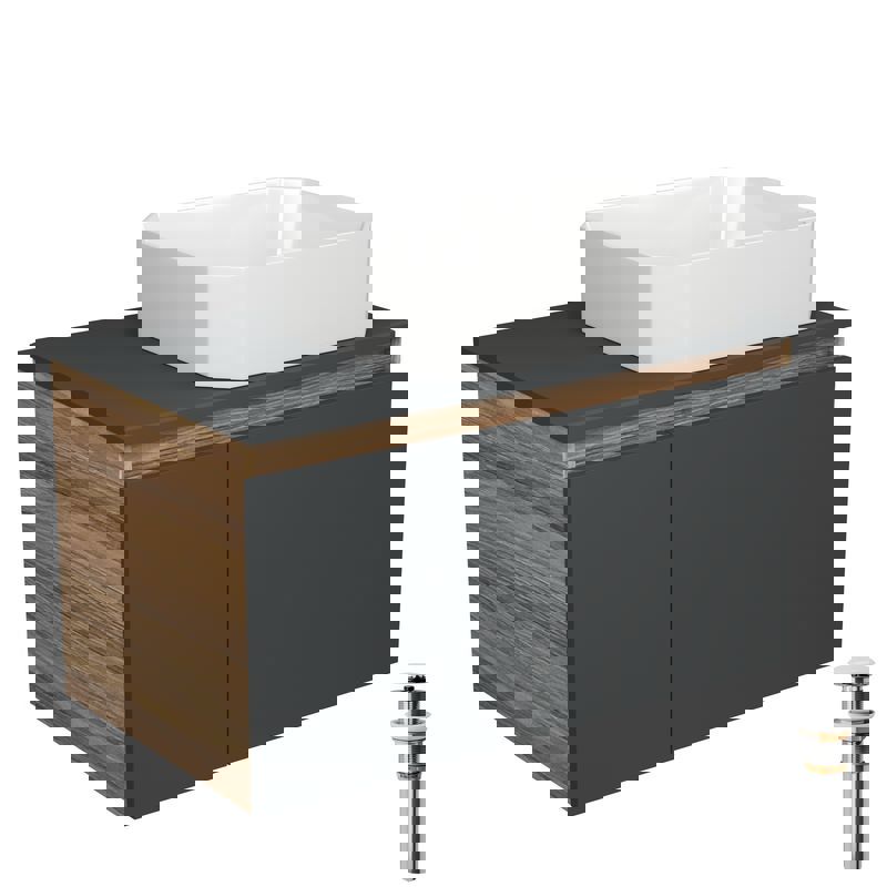 Изображение товара Тумба под раковину Bauedge Blackwood BD2721 80 см с раковиной санфаянс