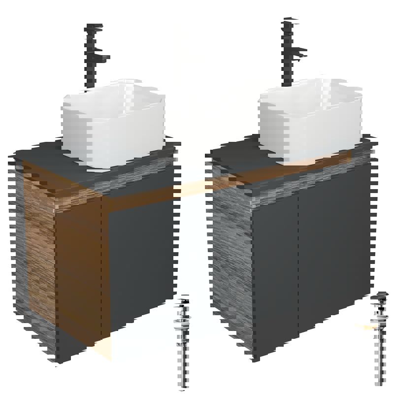 Изображение товара Тумба под раковину Bauedge Blackwood BD2727 80 см с раковиной и смесителем