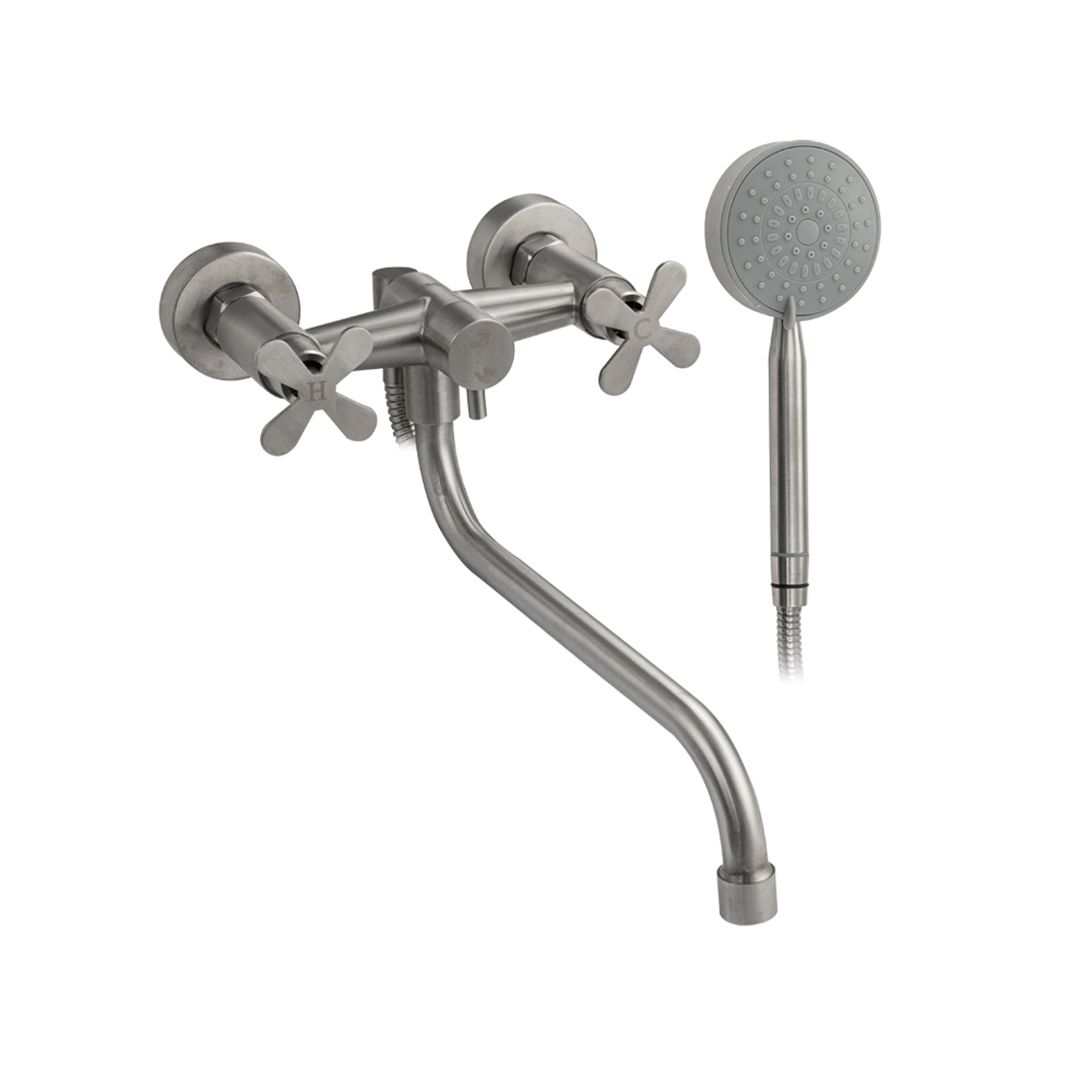 Изображение товара Смеситель для ванны Brimix 9336 двухвентильный с душевой лейкой цвет сатин