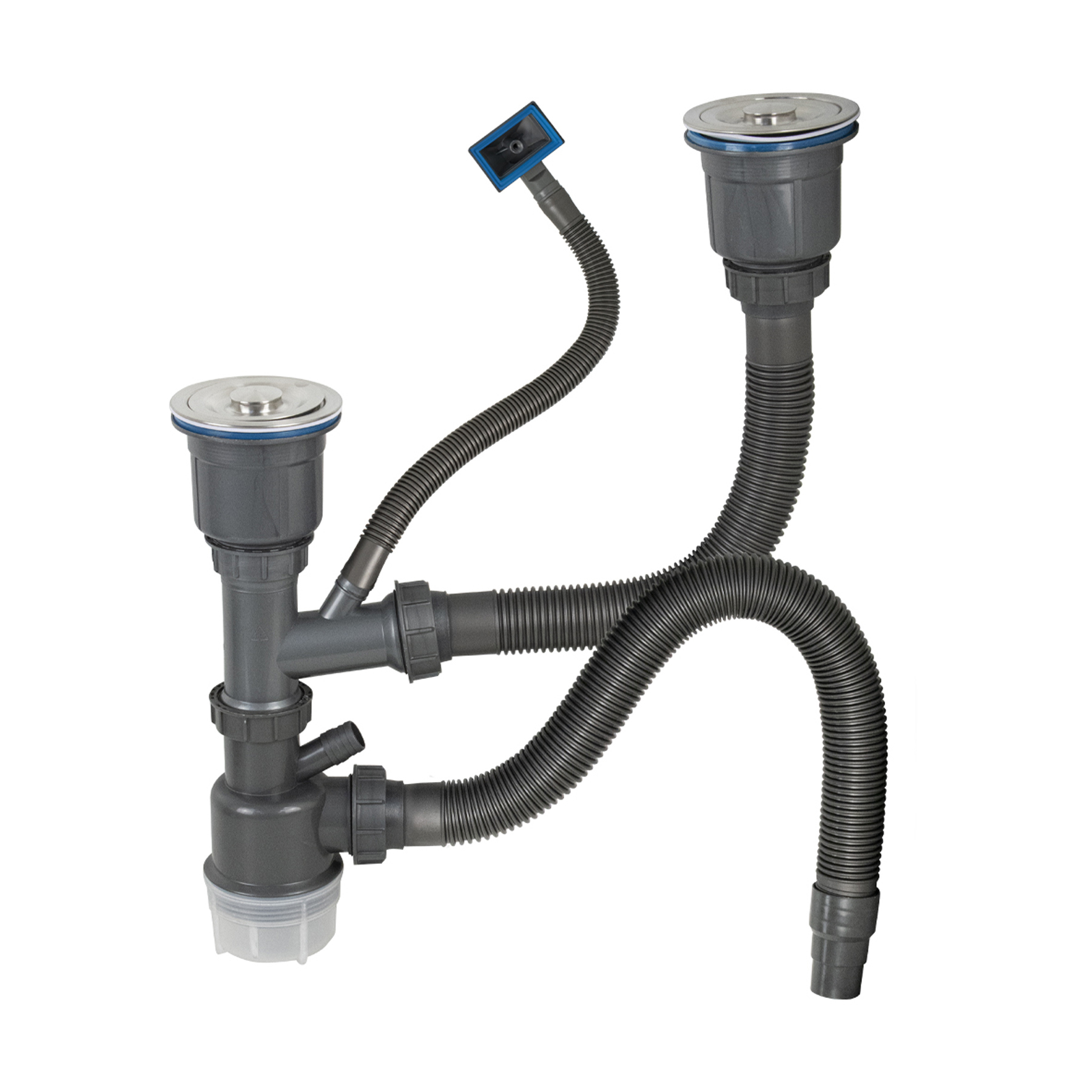 Изображение товара Сифон для мойки Fabia Profi 8738 D40 гидрозатвор из ABS серый с переливом