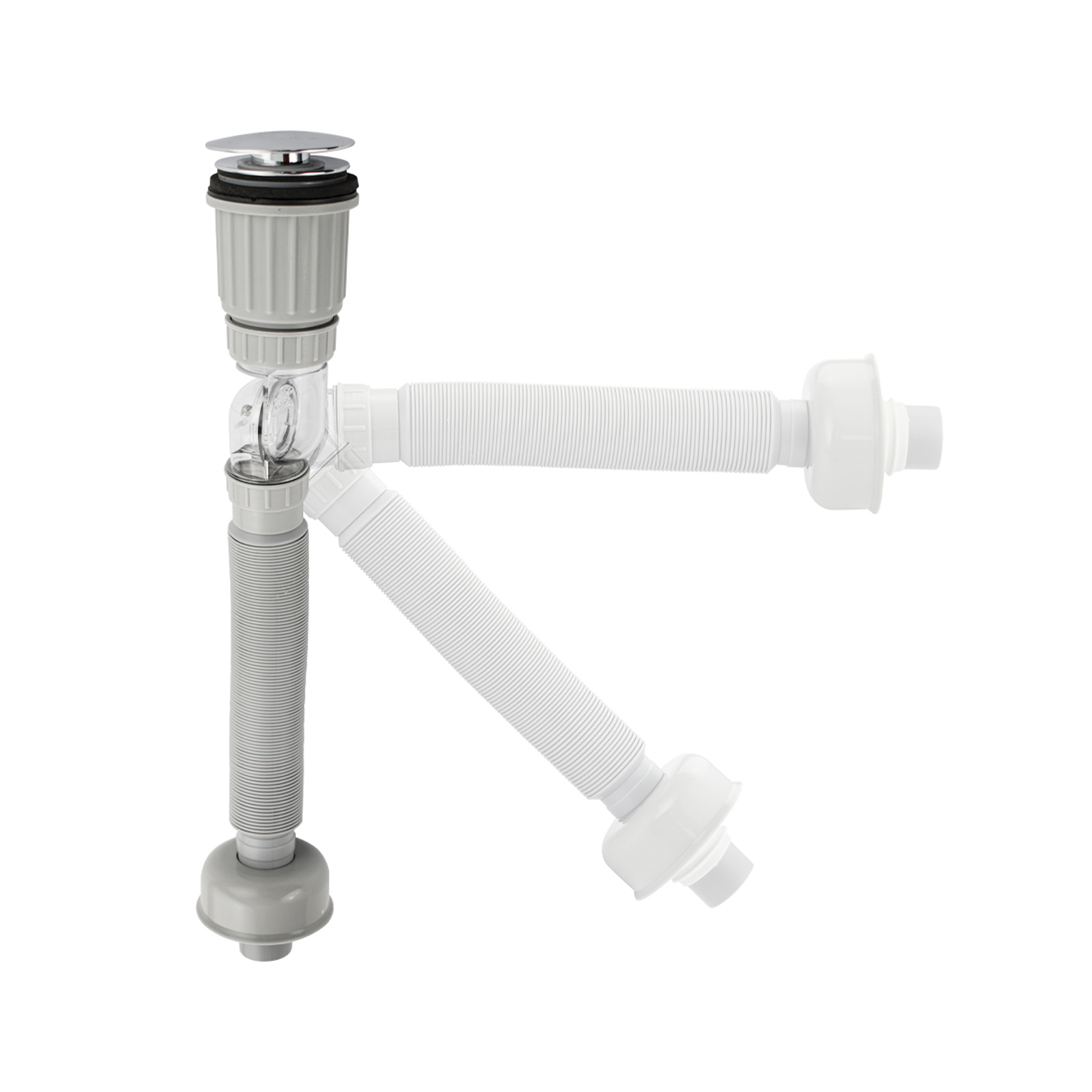 Изображение товара Сифон для мойки Brimix 4044 с регулируемой длиной гофры белый