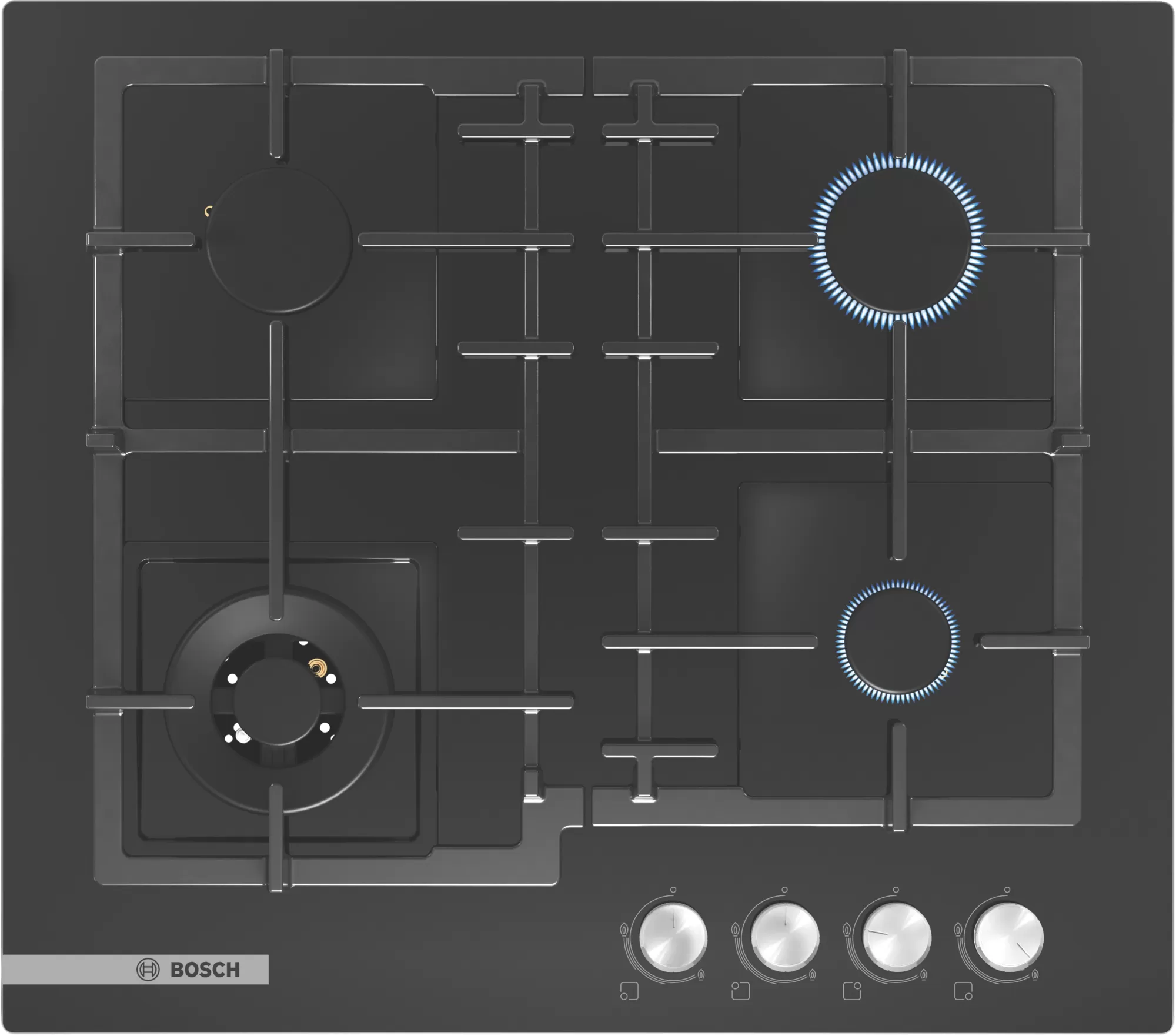Изображение товара Газовая варочная панель Bosch PNH6B6O92R 59 см 4 конфорки черная