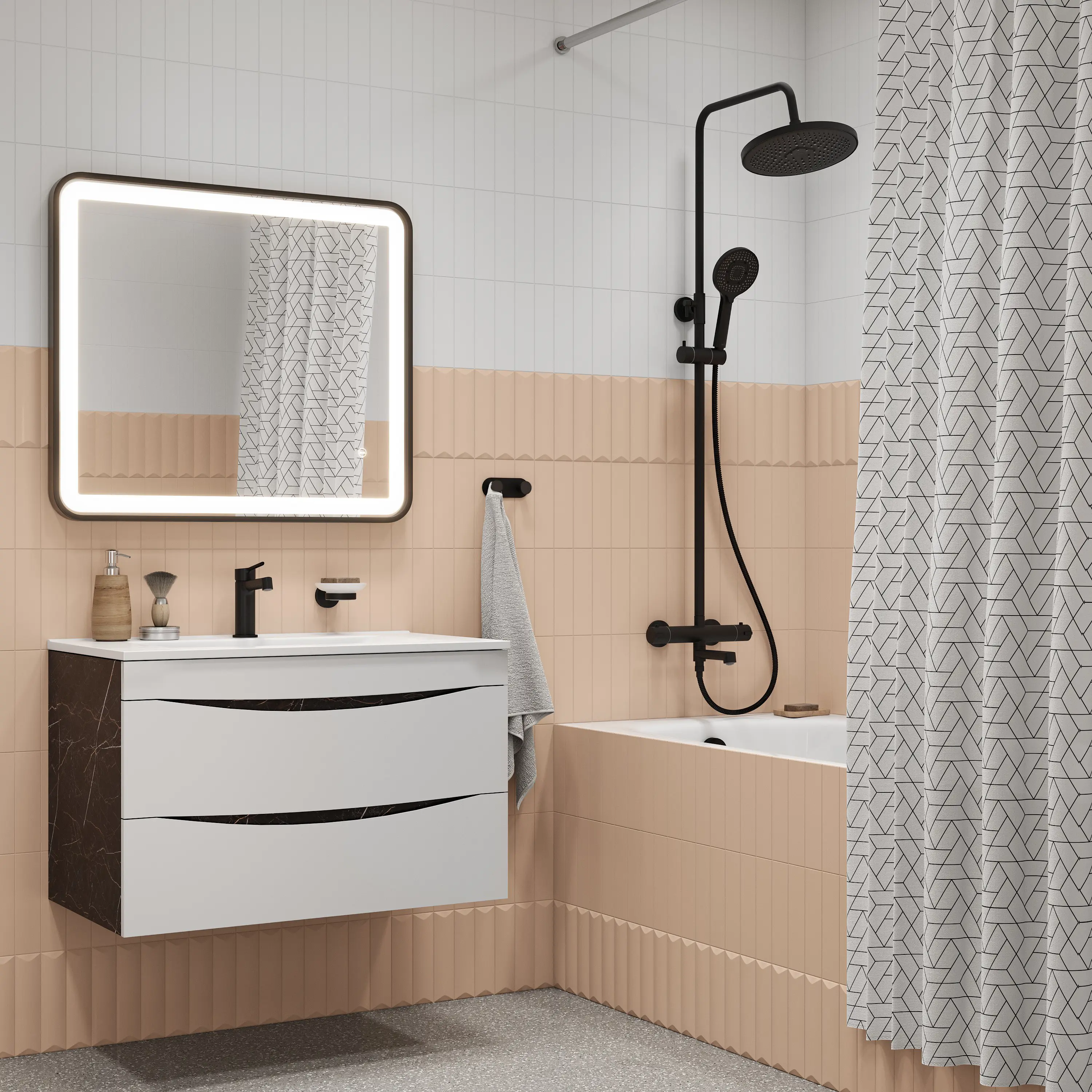 Душевая система Iddis Odda ODDBLTHi06 с термостатом 5 режимов цвет черный матовый - 3