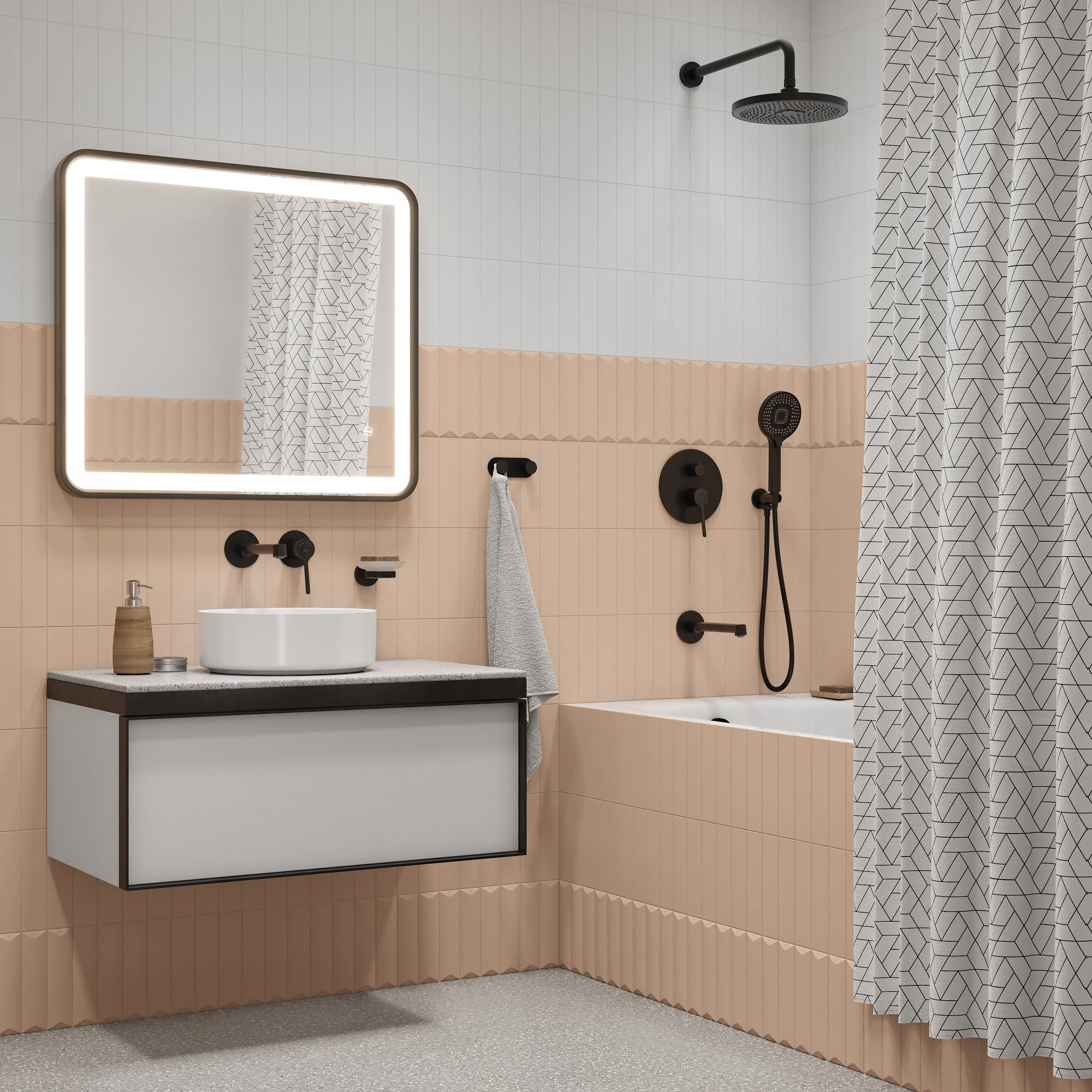 Смеситель для раковины Iddis Odda ODDBL00i65, скрытый монтаж, однорычажный, цвет черный матовый - 2