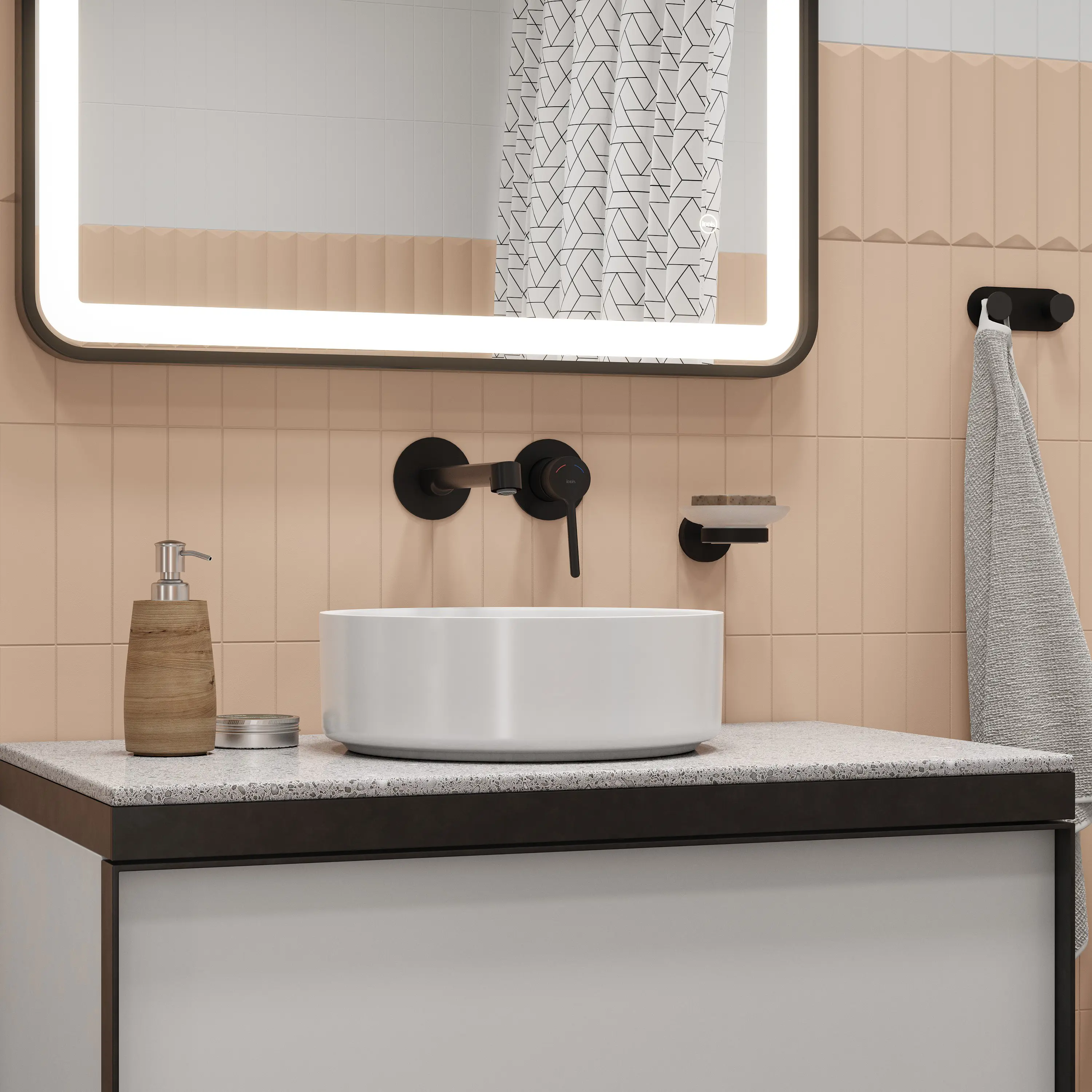 Смеситель для раковины Iddis Odda ODDBL00i65, скрытый монтаж, однорычажный, цвет черный матовый - 3