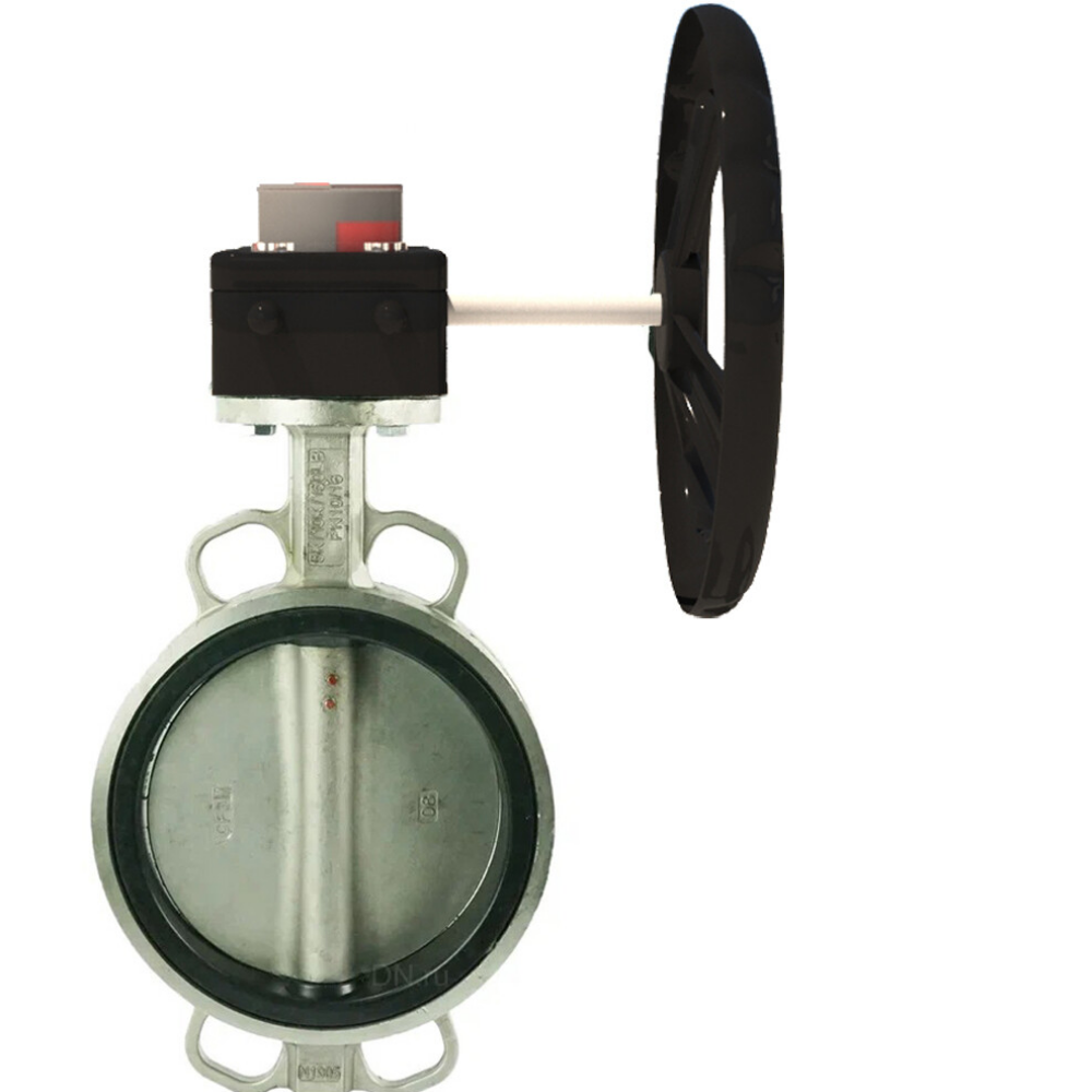 Изображение товара Затвор дисковый поворотный DN.ru 316L-316L-PTFE с редуктором Ду80