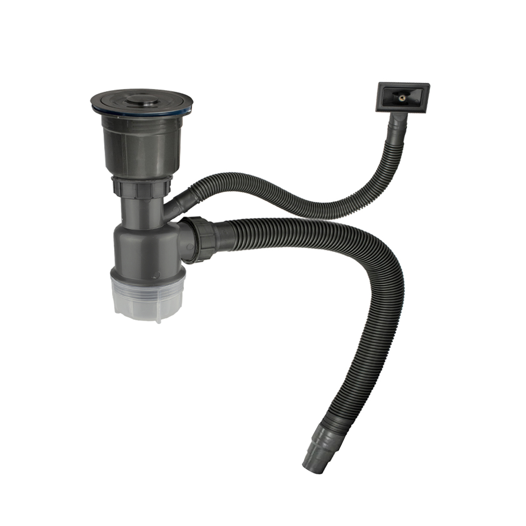 Изображение товара Сифон для мойки Fabia Profi 8734 D40 мокрый затвор с выпуском abs пластик графит
