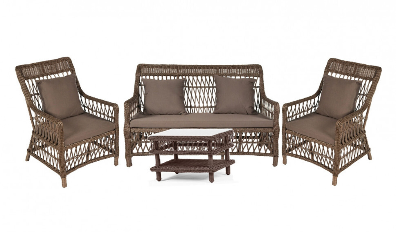 Изображение товара Садовая мебель для отдыха Aiko Legend искусственный ротанг коричневый 4 предмета