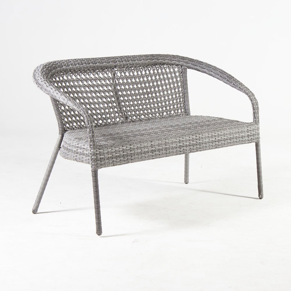 Изображение товара Диван садовый Aiko Deco 130 см серый искусственный ротанг прочный каркас