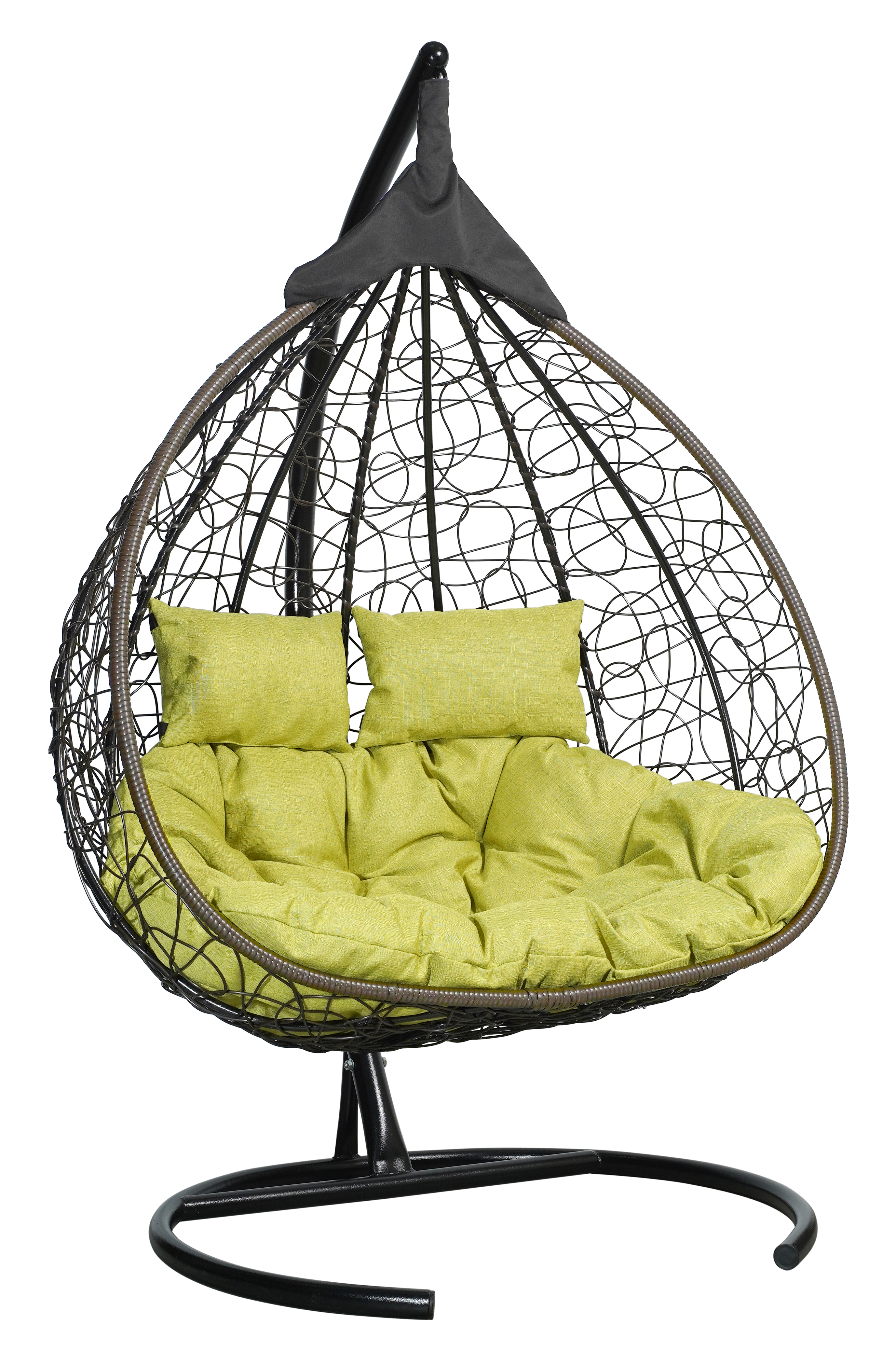 Изображение товара Кресло подвесное FISHT двухместное из искусственного ротанта коричневое с подушками