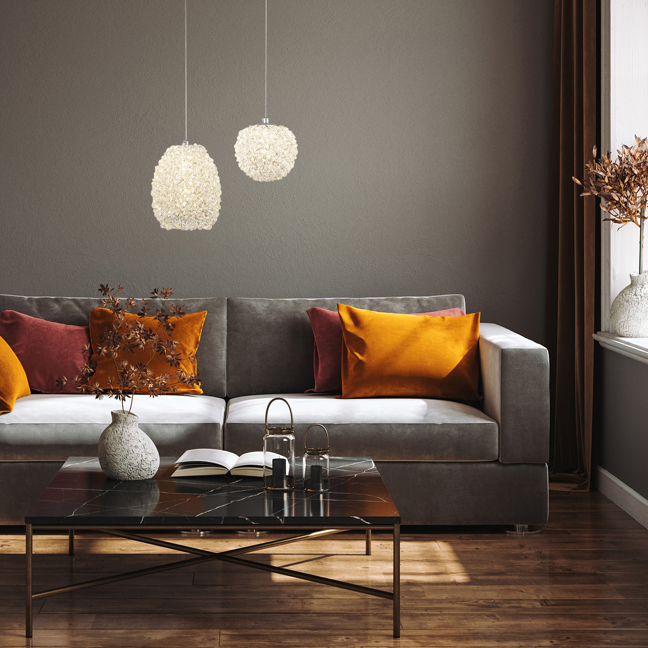 Изображение товара Светильник подвесной светодиодный Indigo V000080l 3 м² теплый белый (желтый) свет цвет серый/серебристый