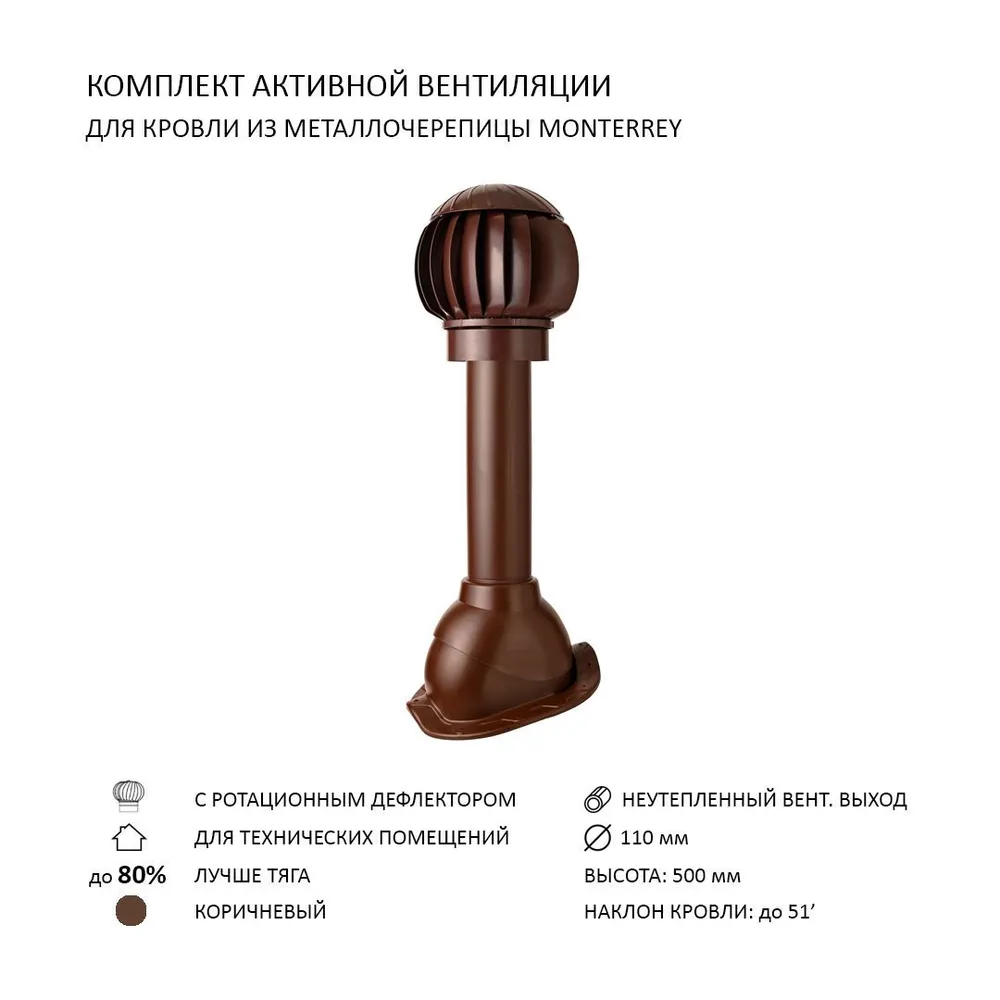 Изображение товара Нанодефлектор Polivent ND100 с манжетой 110 для металлочерепицы Monterrey