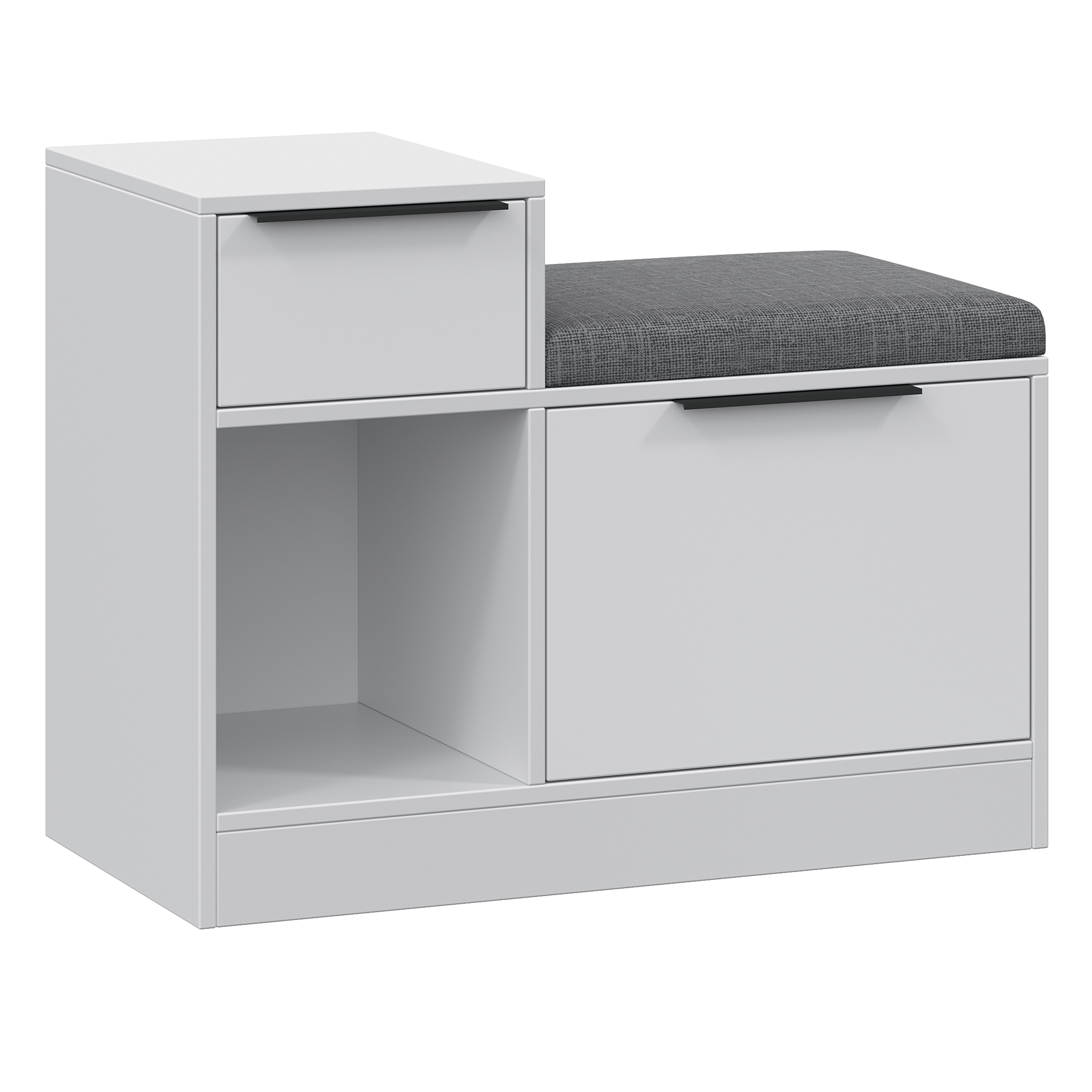 Изображение товара Обувница Трия 80x62x40 см белая из ЛДСП с секциями и ящиком