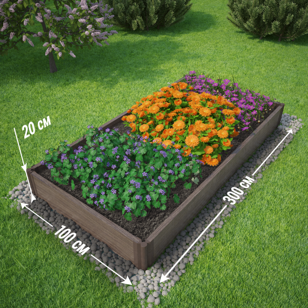 Изображение товара Грядка садовая из ДПК Eno 1x3 м, коричневая с поворотными элементами