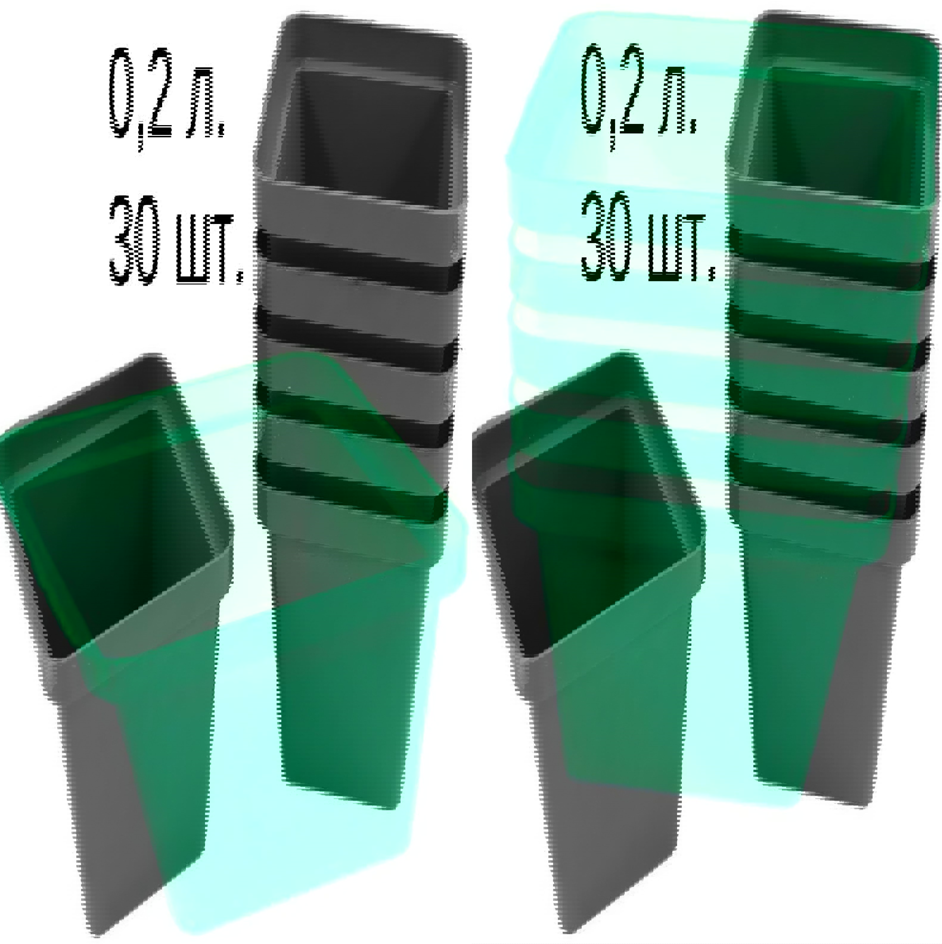 Изображение товара Горшок для рассады Лето квадратный на 02 л 8x6.5x6.5 см выдвижное дно 30 шт