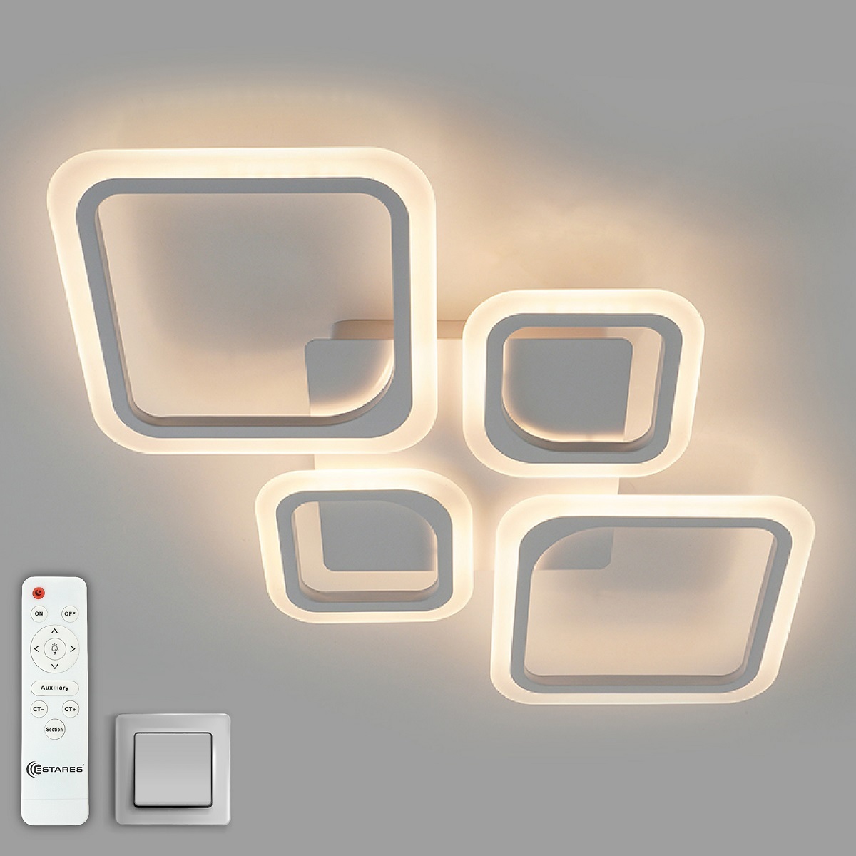 Изображение товара Люстра потолочная светодиодная Estares Ууо00005058 с пультом управления 15 м² регулируемый белый свет цвет белый