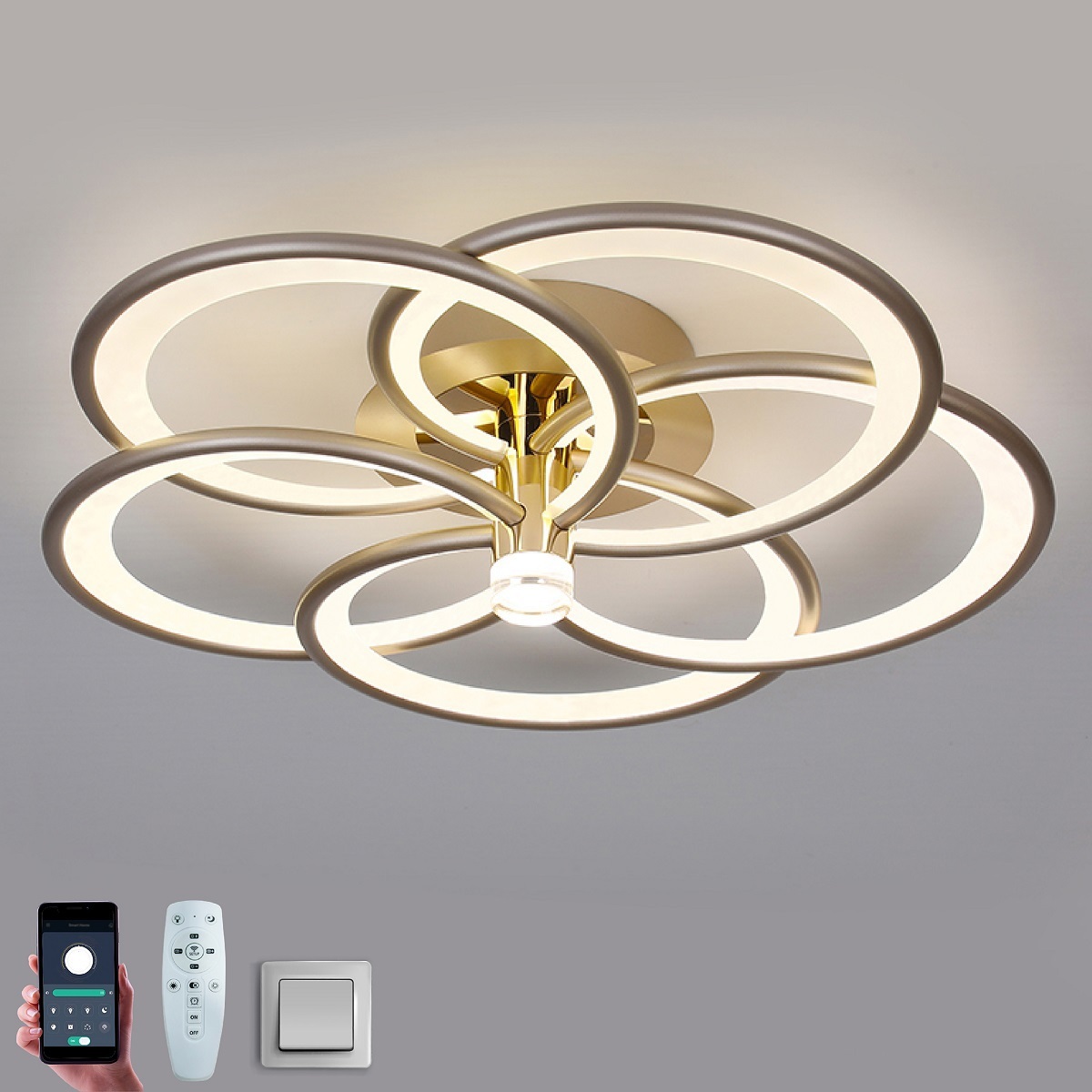 Изображение товара Люстра потолочная светодиодная Estares Ууо00005105 с пультом управления 20 м² регулируемый белый свет цвет белый