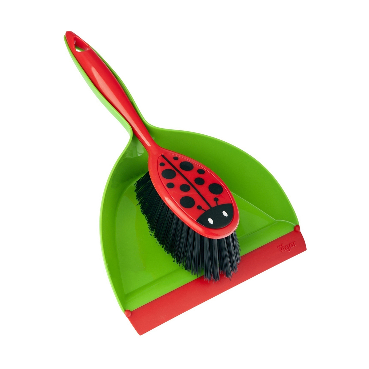 Изображение товара Щетка с совком Ladybug Vigar 3186 цвет зелёно-красный Изображение товара Щетка с совком Ladybug Vigar 3186 цвет зелёно-красный