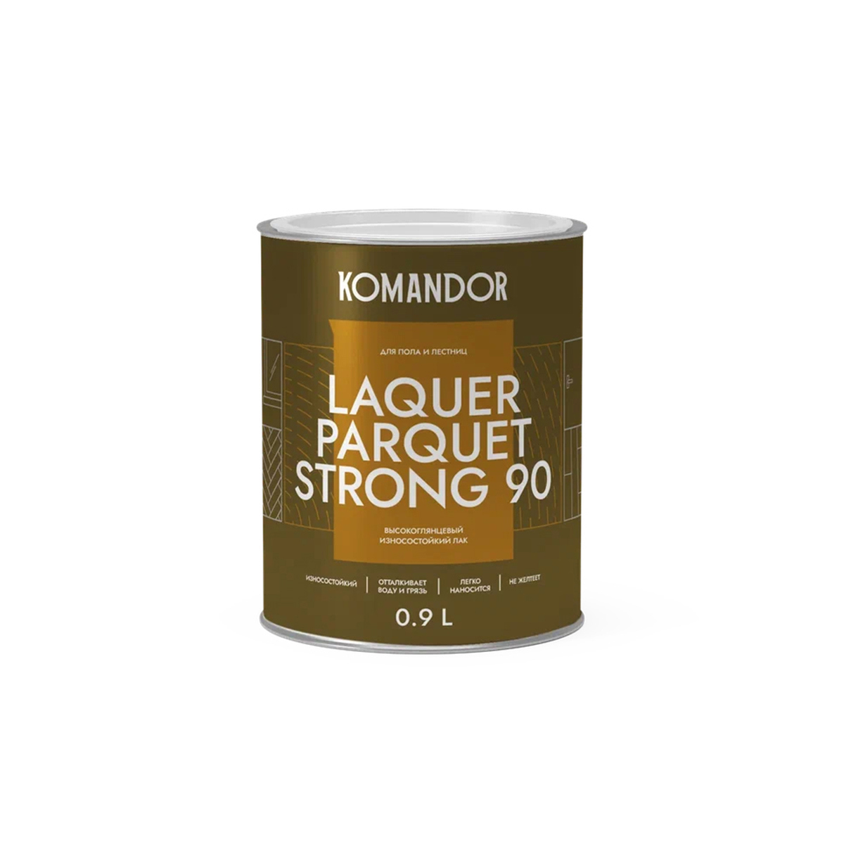 Изображение товара Лак для пола Komandor Laquer Parquet Strong 90 высокоглянцевый прозрачный 0.9 л
