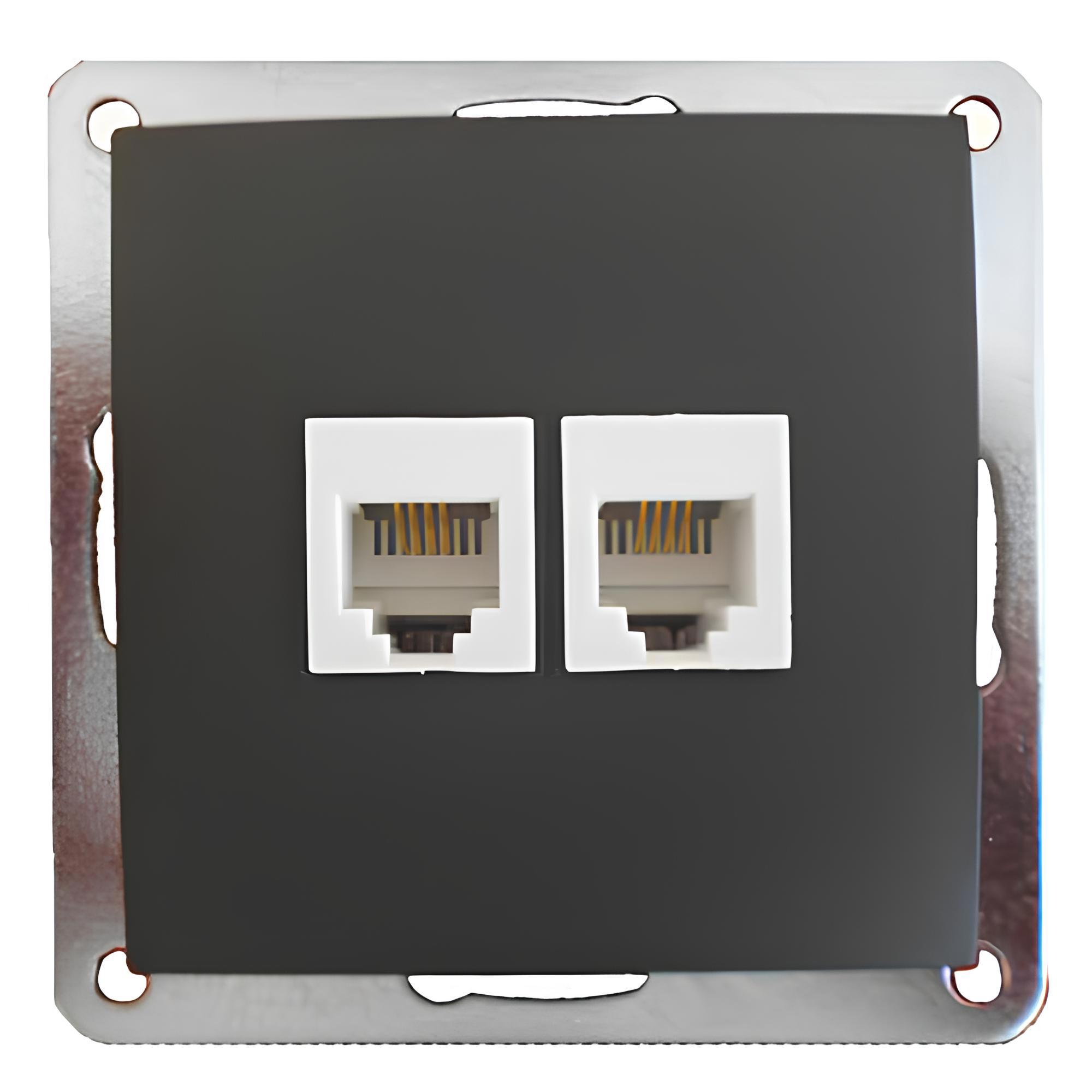 Изображение товара Розетка телефонная LK60 встроенная LK STUDIO 1 пост 70x70x40 мм черный бархат