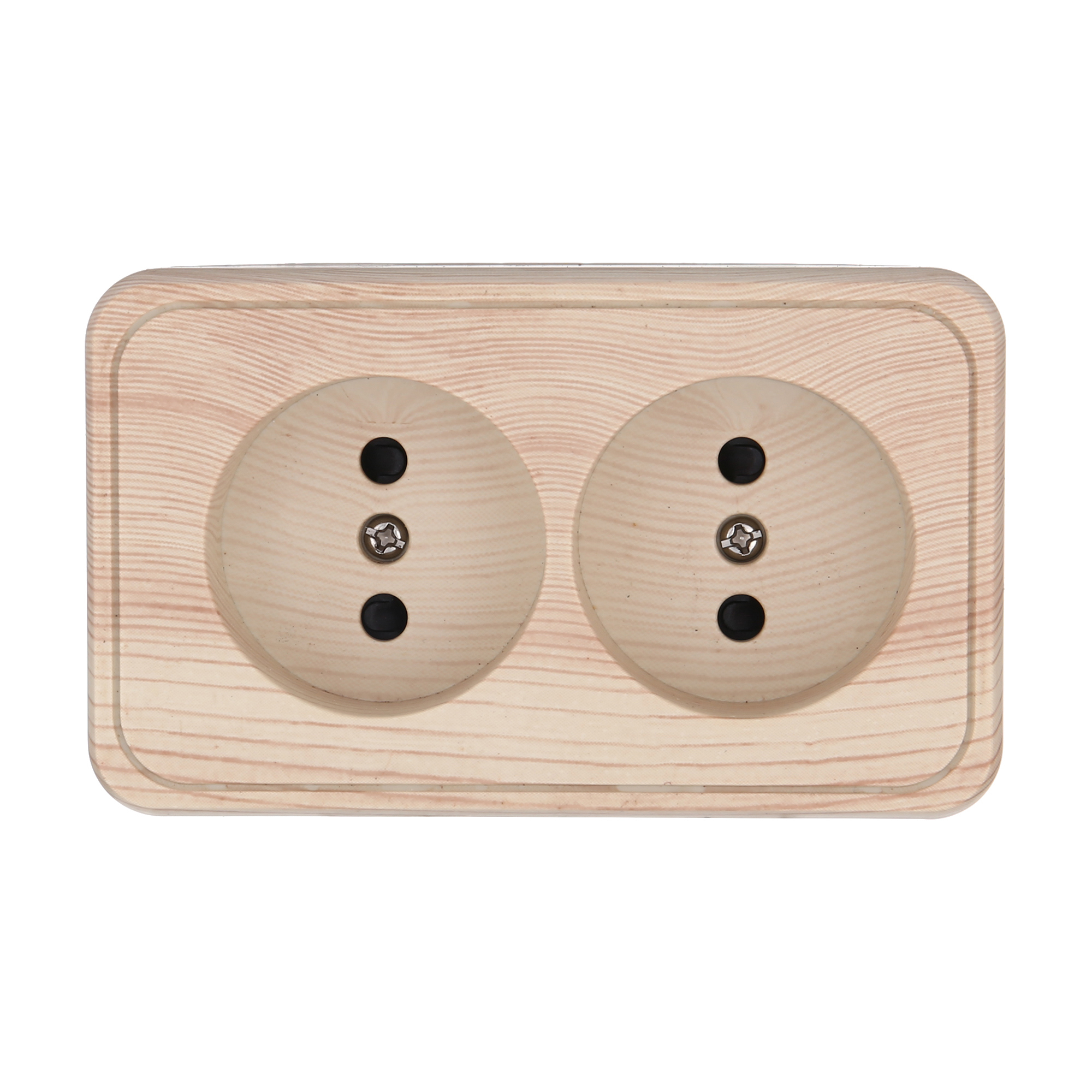 Изображение товара Розетка двойная накладная Lk studio Vintage 813625 со шторками цвет сосна