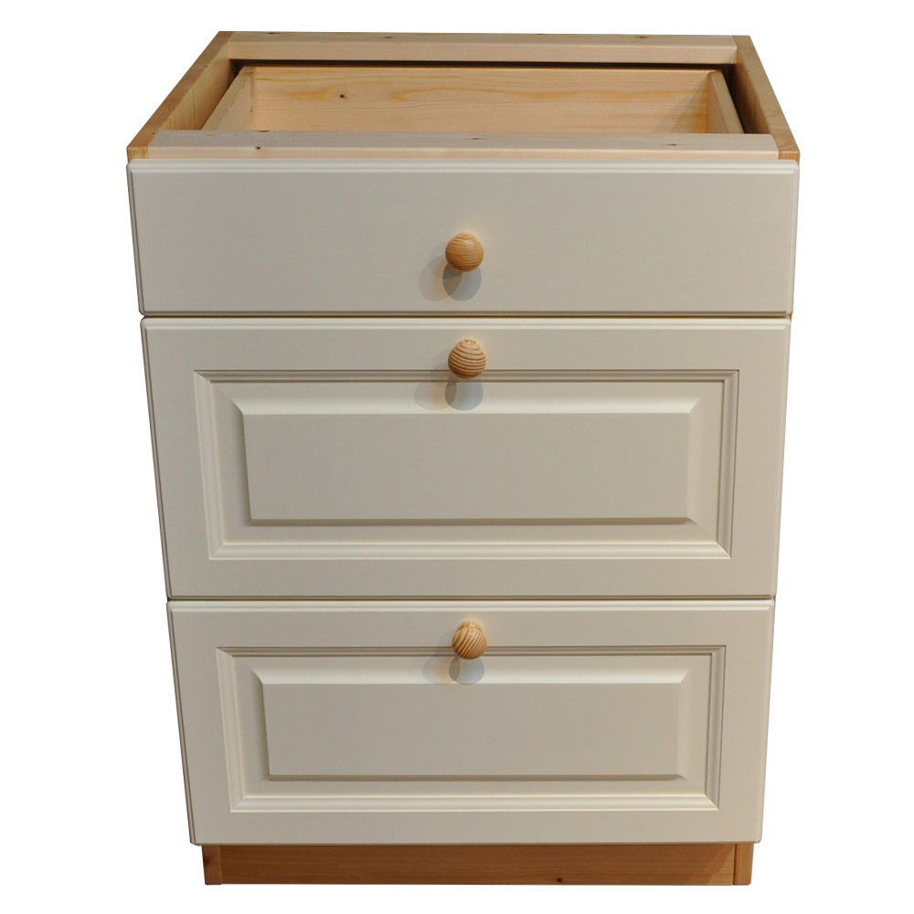 Изображение товара Напольный шкаф с 3 ящиками Дом мебели из сосны Весури 363 60x85x50 см массив сосны цвет слоновая кость