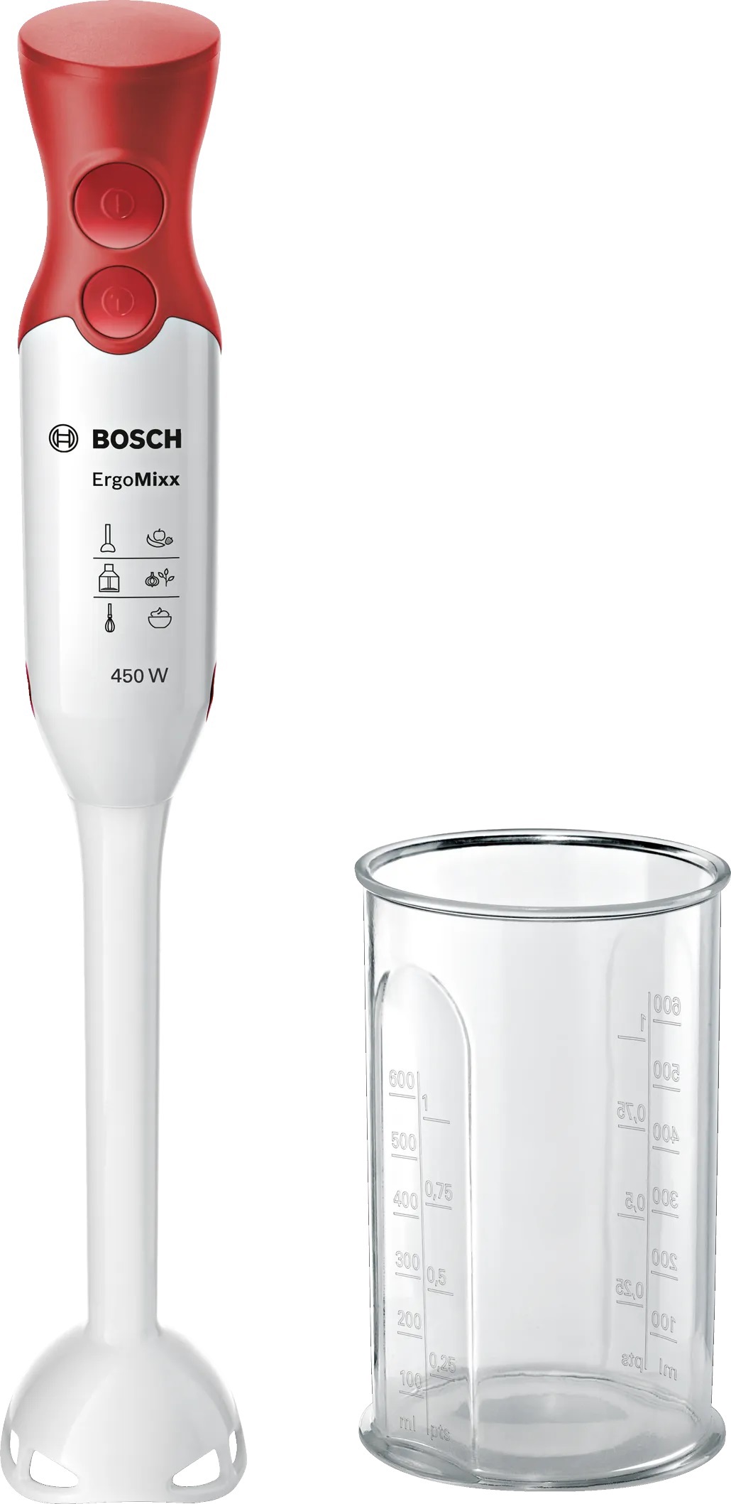 Изображение товара Погружной блендер Bosch Msm64010 2 скорости цвет белый/красный