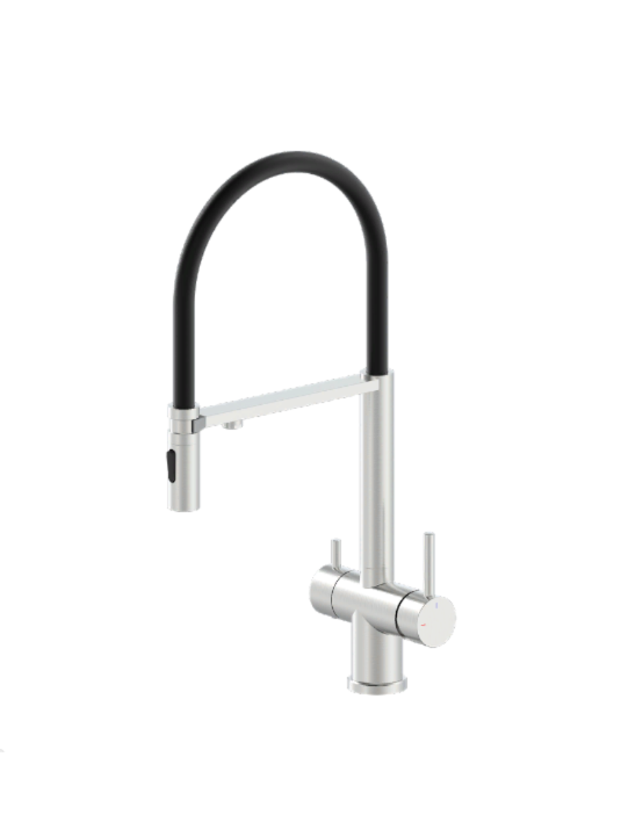 Изображение товара Смеситель для кухни Altrobagno Flusso050201Ni гибкий излив 20 см цвет никель Изображение товара Смеситель для кухни Altrobagno Flusso050201Ni гибкий излив 20 см цвет никель