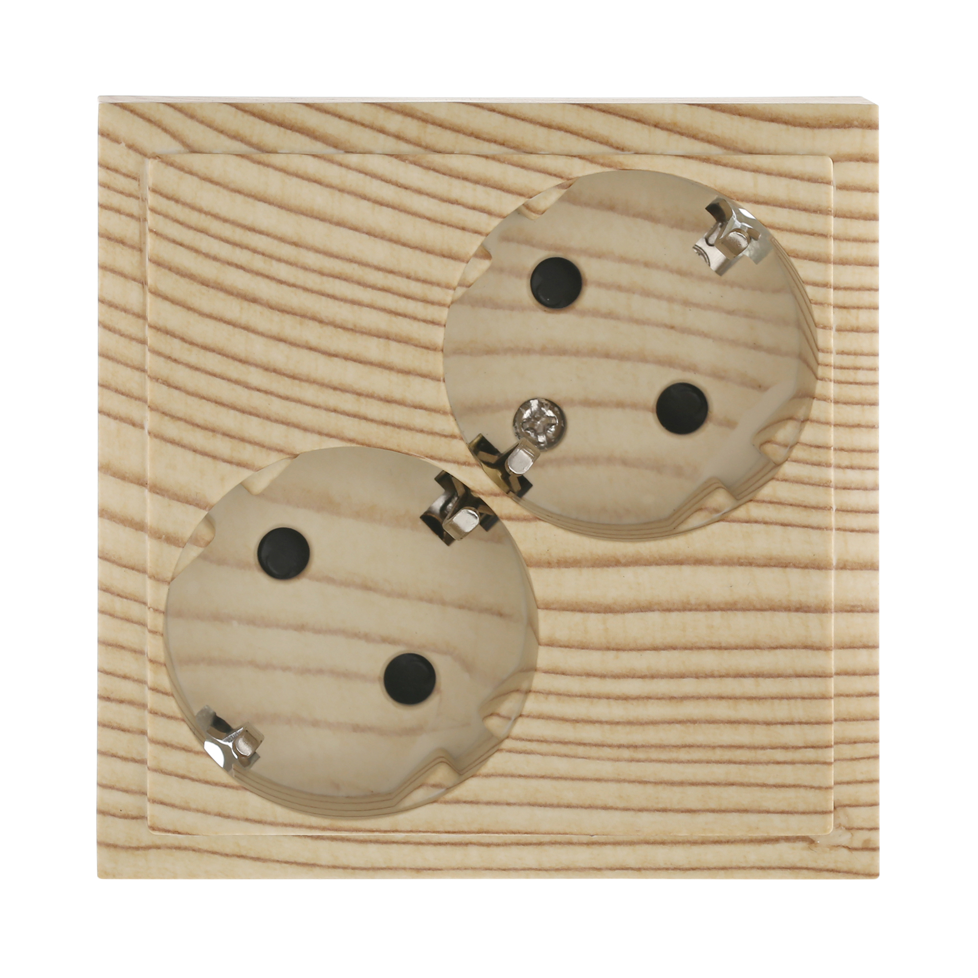 Изображение товара Розетка двойная встраиваемая LK Studio LK60 863525-1 с заземлением и шторками сосна