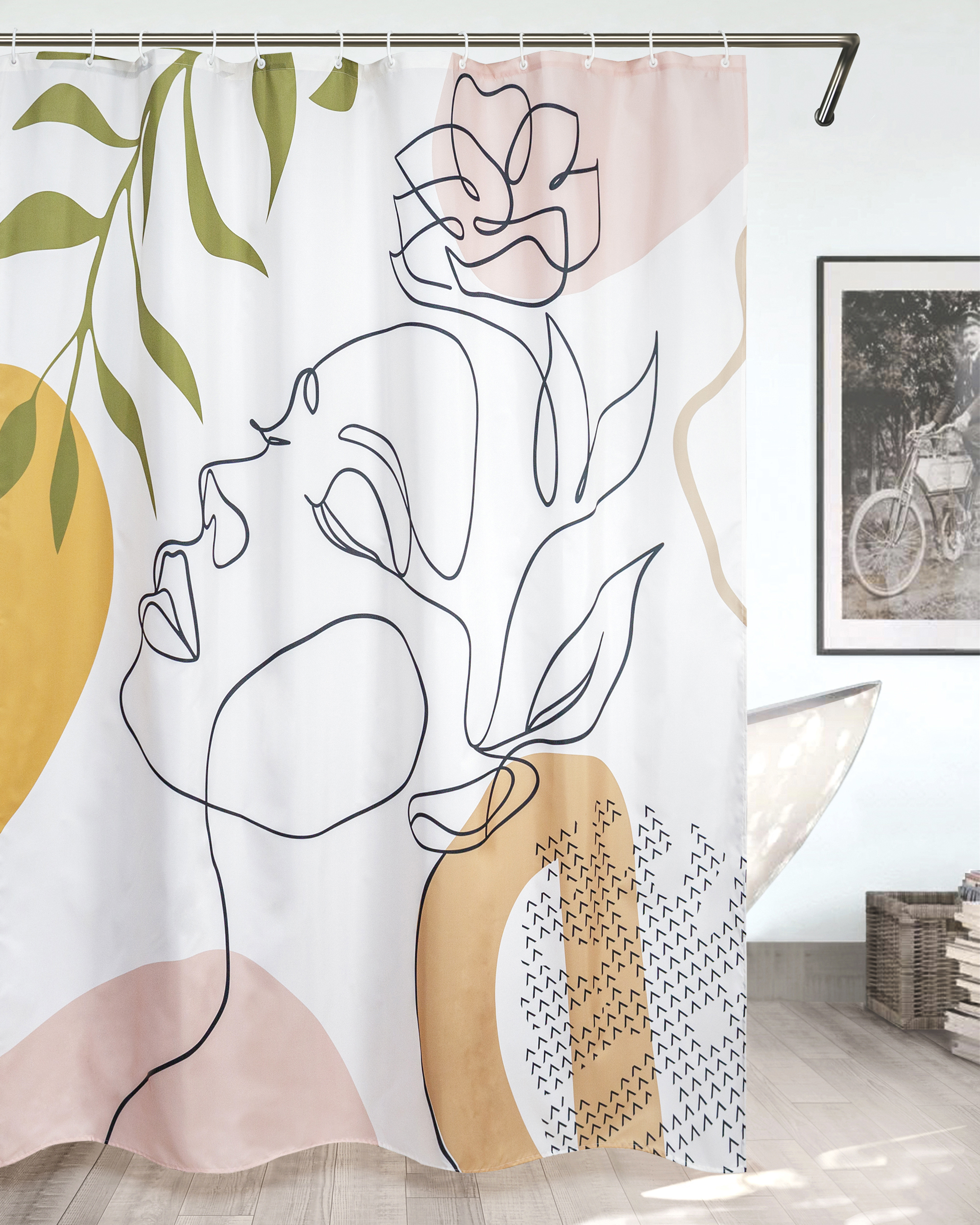 Изображение товара Штора для ванной Bath Plus Amaze Art CH-21331 180x200 см цвет белый розовый бежевый