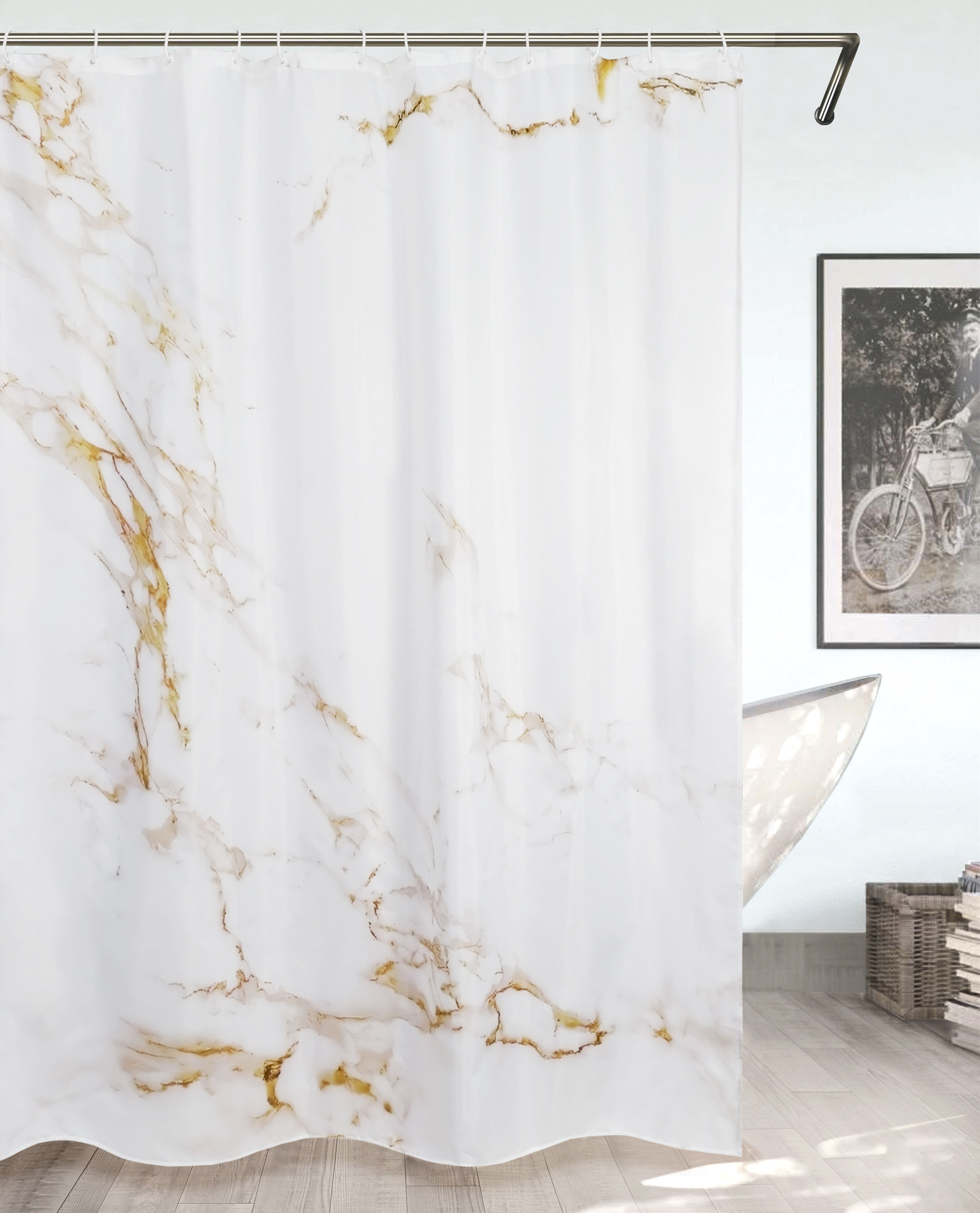 Изображение товара Штора для ванной Bath Plus White Marble CH-21332 180x200 см цвет белый бежевый