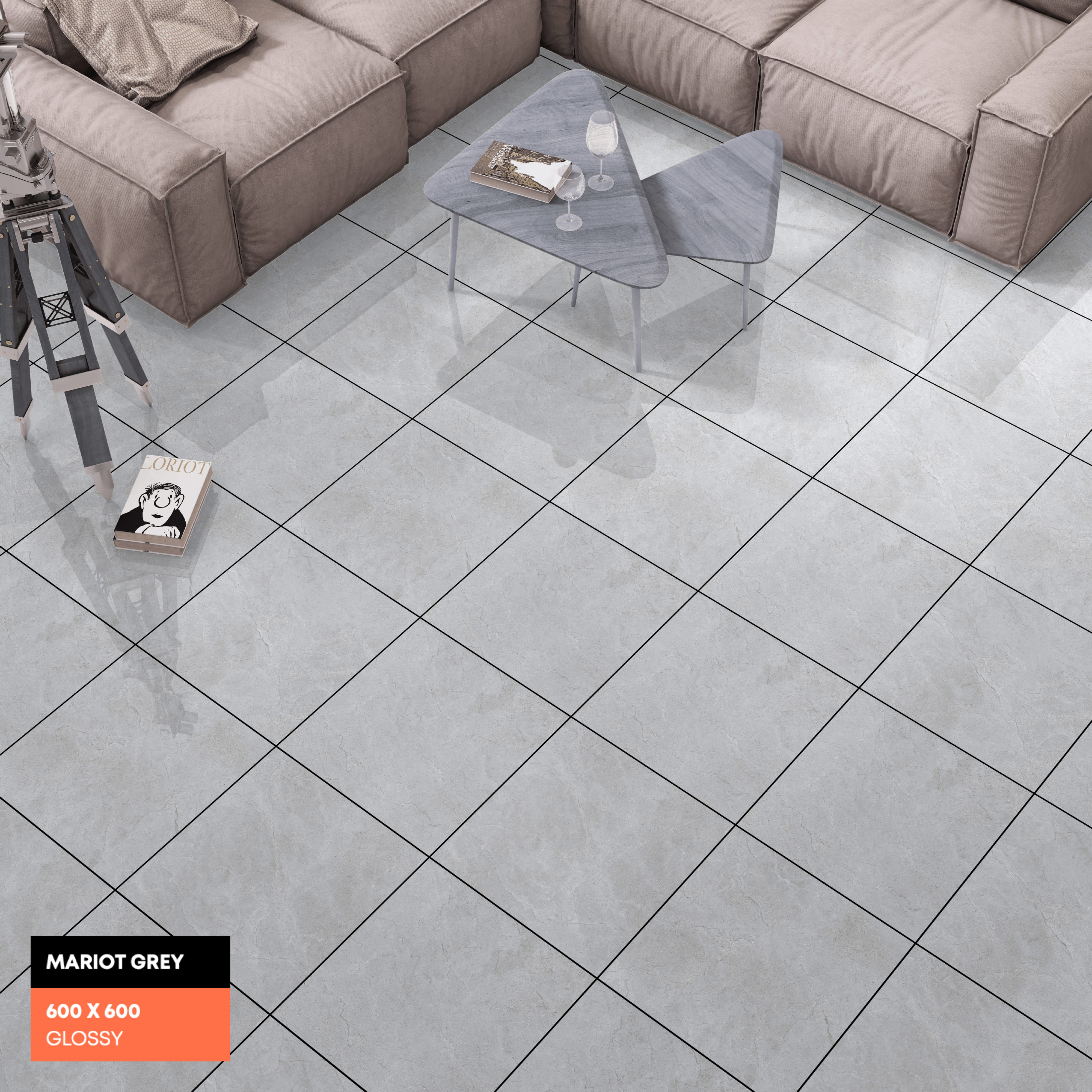 Изображение товара Керамогранит Kerald Mariot Grey glossy 60x60 см