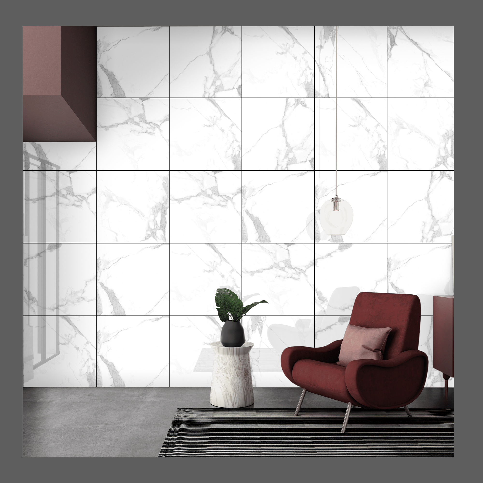 Изображение товара Керамогранит Kerald Auro Matt 60x60 см белый мраморный для стен и пола