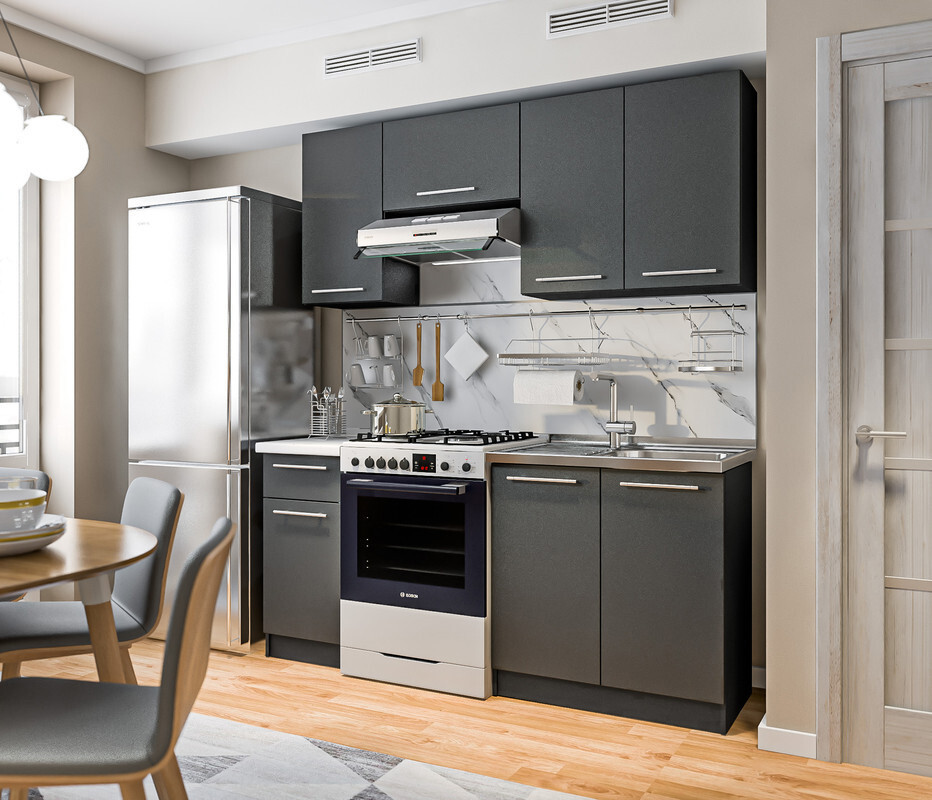 Изображение товара Кухонный гарнитур Столплит Ангелина 180x213x45 см ЛДСП цвет серый