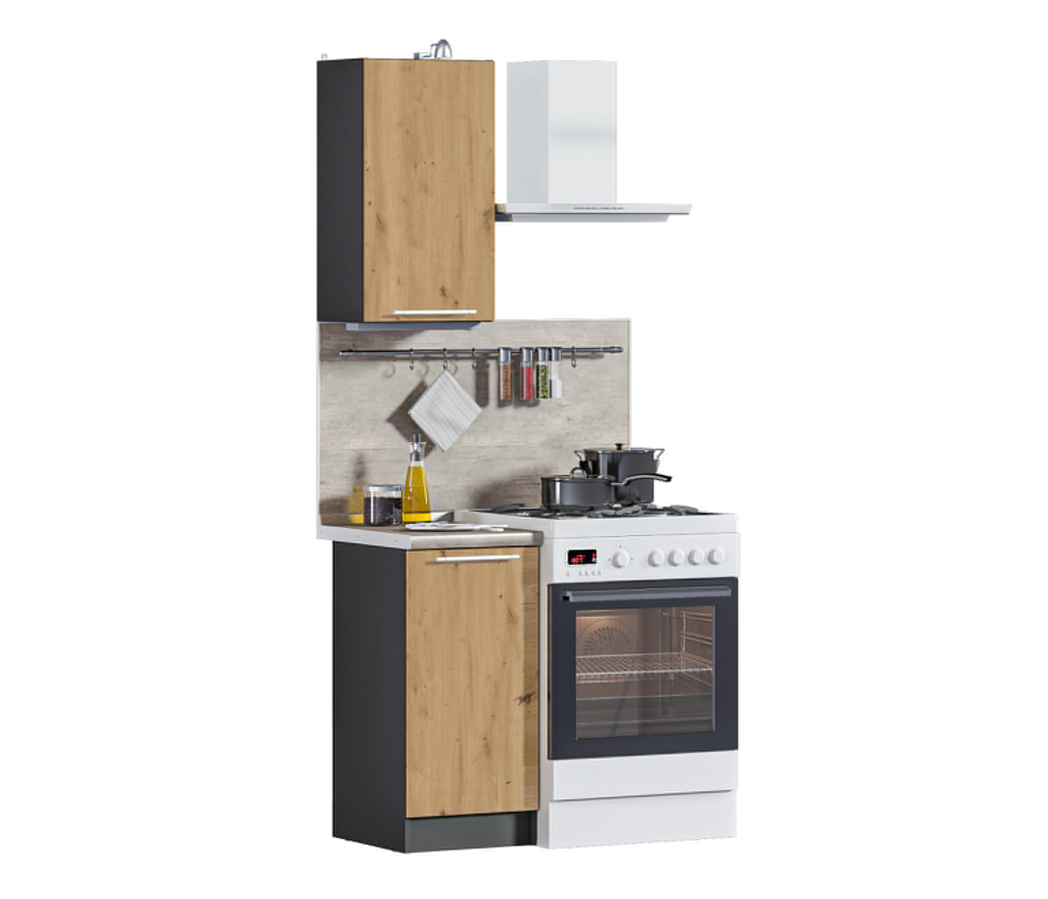 Изображение товара Кухонный гарнитур Ангелина 40x213x46 см с матовым покрытием серый/дуб дикий