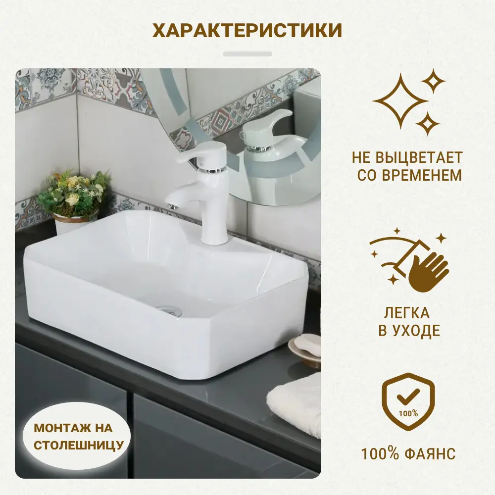 Мини-раковина Melana MLN-320341 накладная белая - 1
