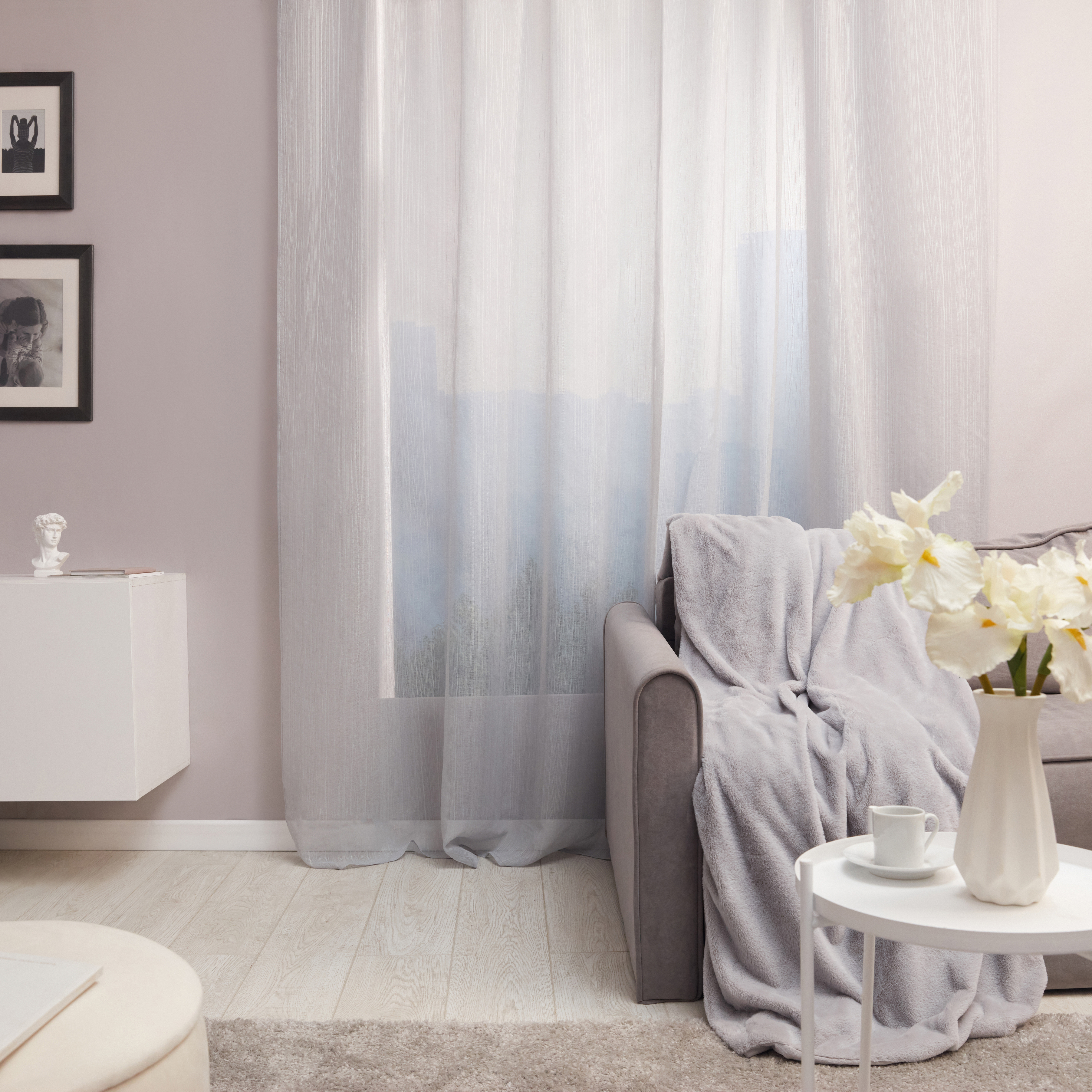 Изображение товара Тюль на ленте Inspire Tonia 300x280 см светло-серый для гостиной и спальни