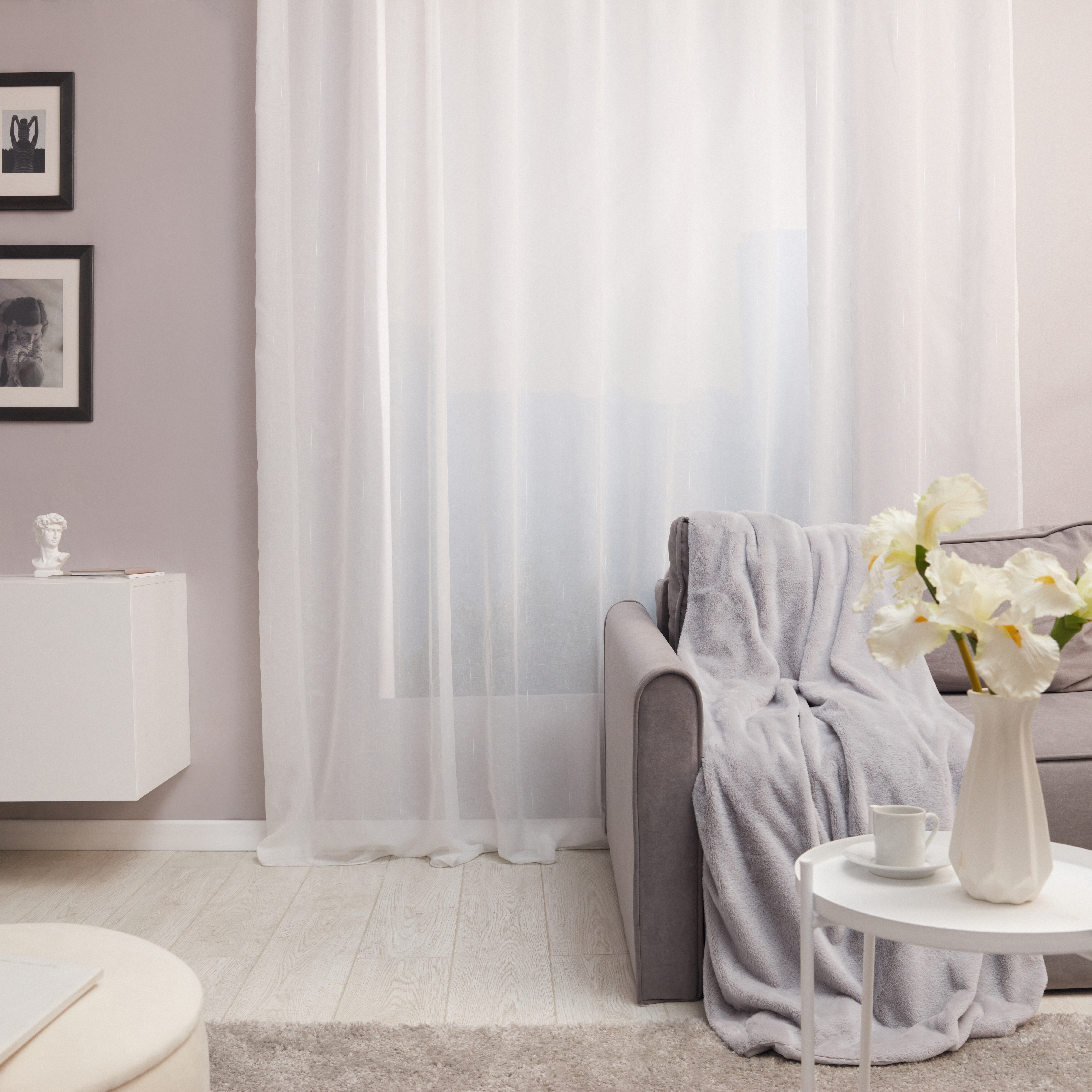 Изображение товара Тюль на ленте Блик 300x280 см белый современный вуаль для интерьера