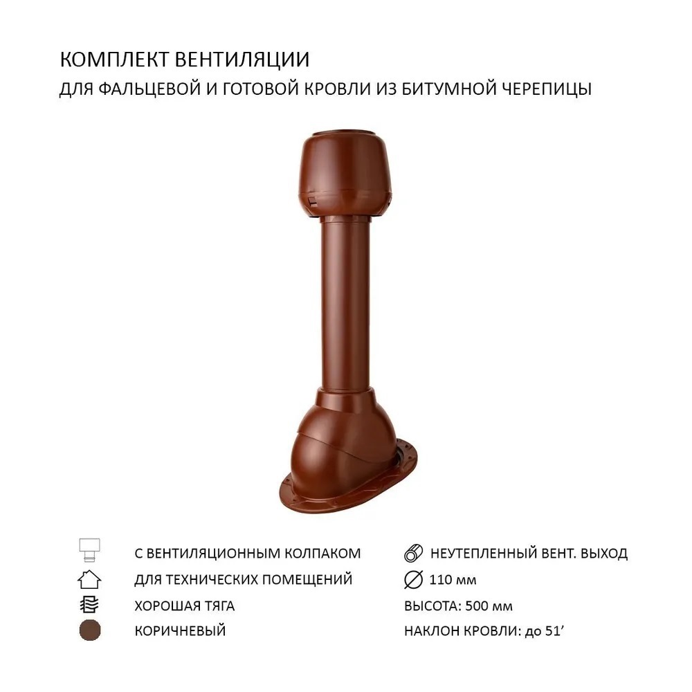 Изображение товара Колпак Polivent D110 с вентиляционным выходом 110 мм для кровли и вентиляции