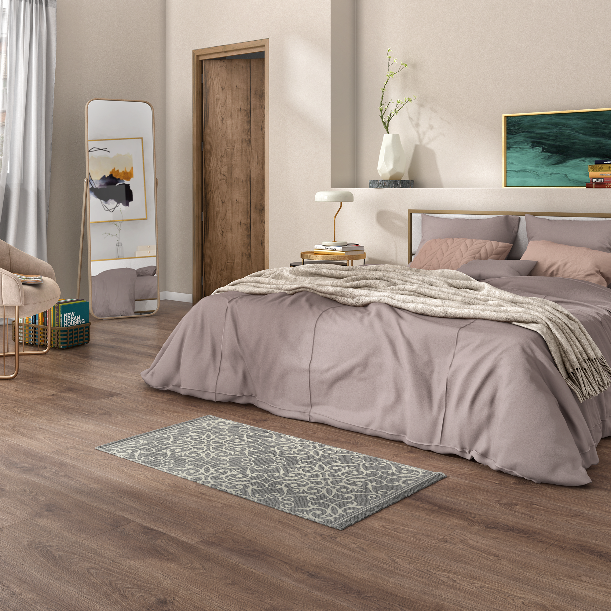 Изображение товара Декоративный хлопковый коврик Inspire Lesia 60x120 см темно-серый натуральный дизайн