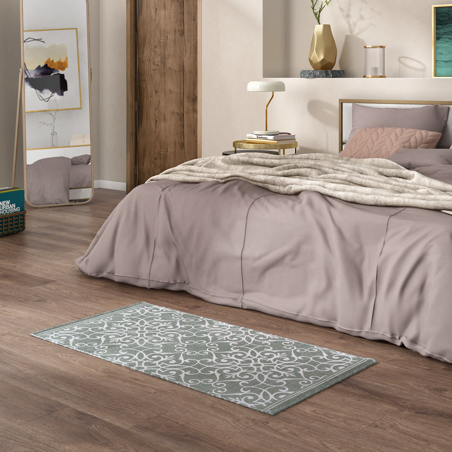 Изображение товара Декоративный хлопковый коврик Inspire Lesia 60x120 см зеленый