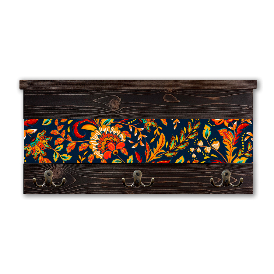 Изображение товара Настенная полка Дом Корлеоне Цветы Оранж 65x34x16 см из сосны ручной работы