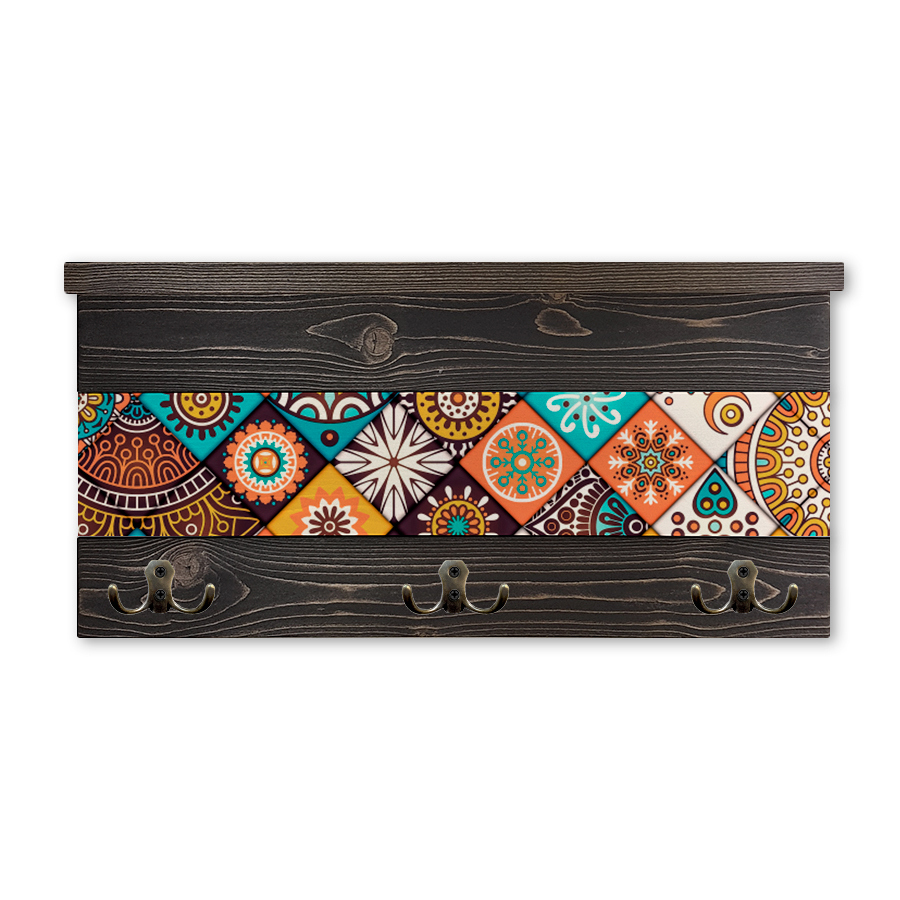 Изображение товара Настенная полка Дом Корлеоне с индийской плиткой 63x34x16 см из массива сосны